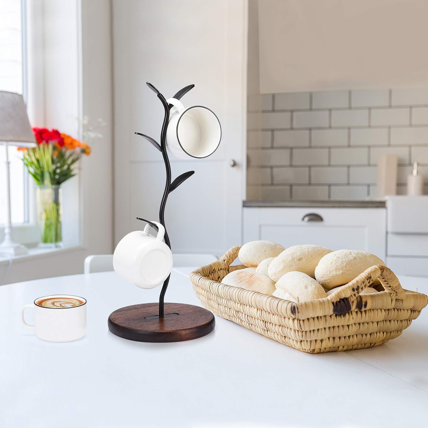 ALLCENER Mug Holder, Countertop Mug Tree, Coffee Mugs & Tea Cup Storage Rack, Coffee Counter Bar Accessory & Kitchen