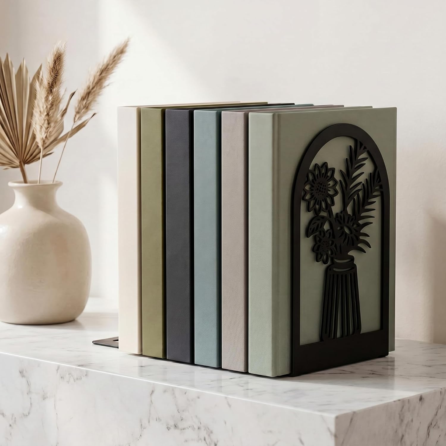 Metal Bookends / Black Modern / Set of 6