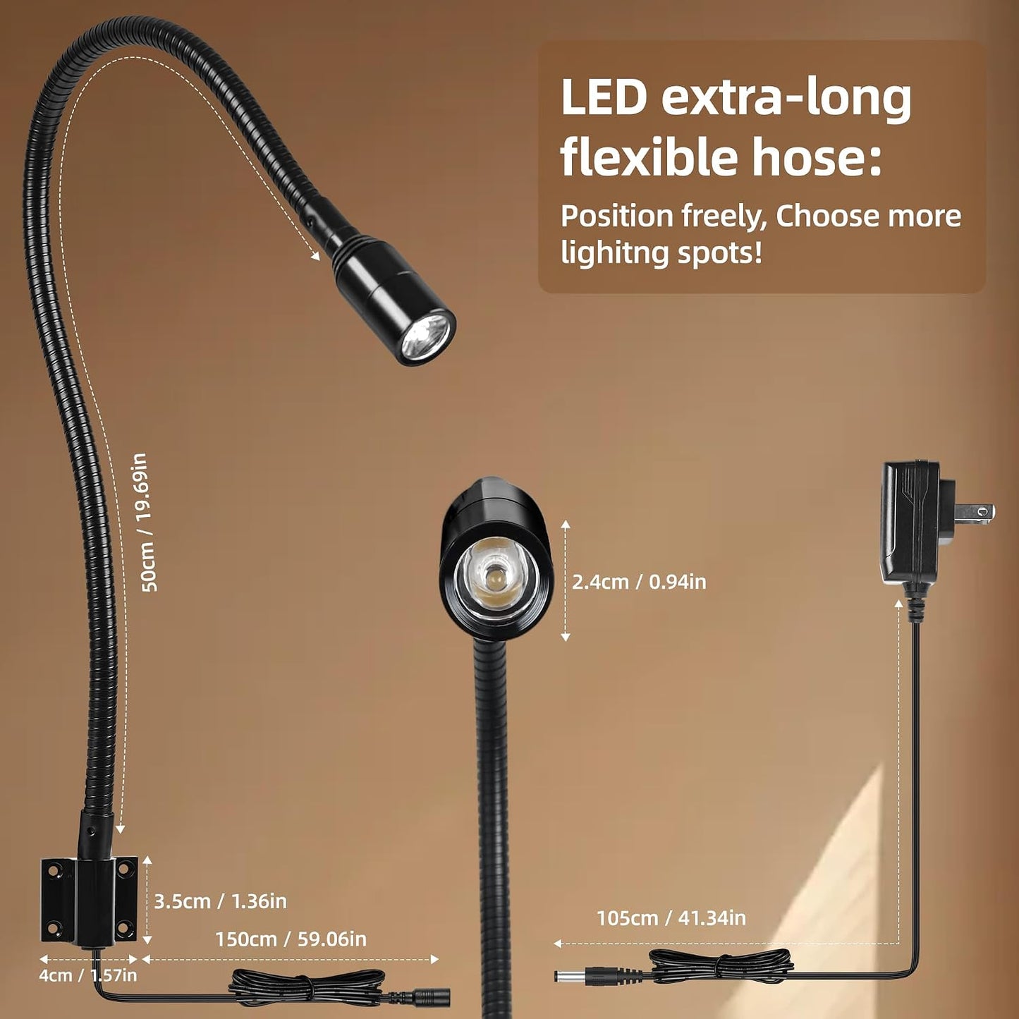 Reading LED Light Bedside Wall Mount Adjustable Gooseneck Black | Reading Lights | Flexible Gooseneck Lamp, Perfect
