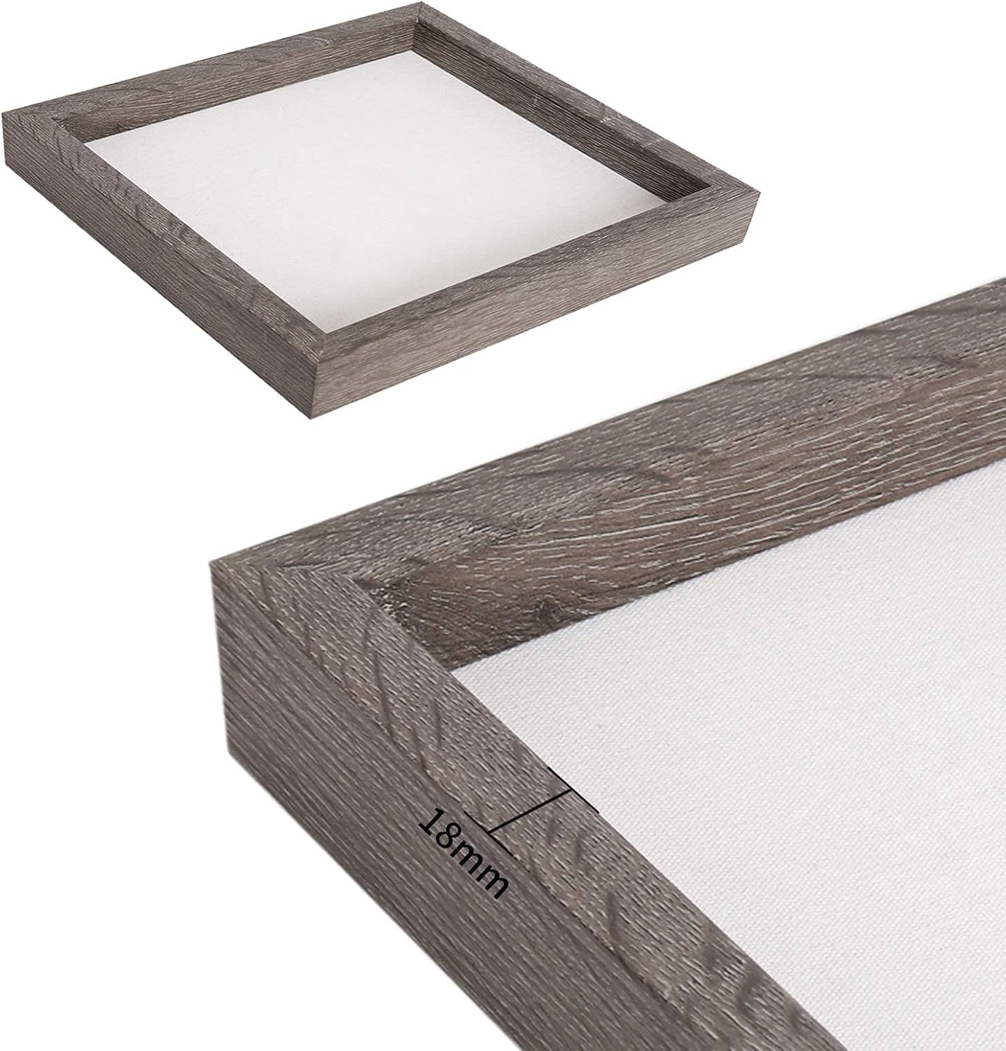 Muzilife 12x12 Shadow Box Wood Picture Frame, Tempered Glass, Texture Gray | FSC-Certified MDF | Soft Acid-free Linen