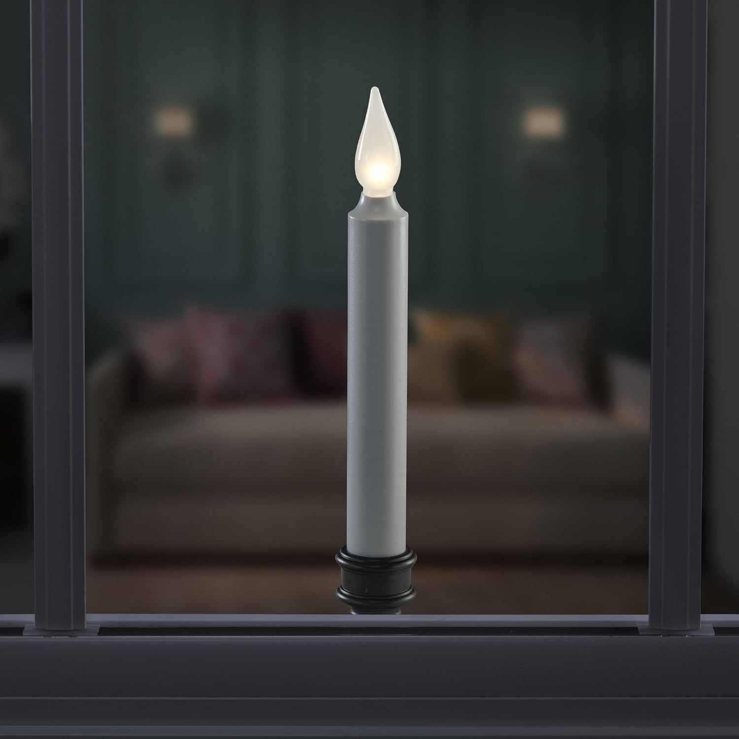 Bright White LED Battery Operated Window Candles Remote Control | Adjustable Timer, Flicker or Steady Light, Weighted