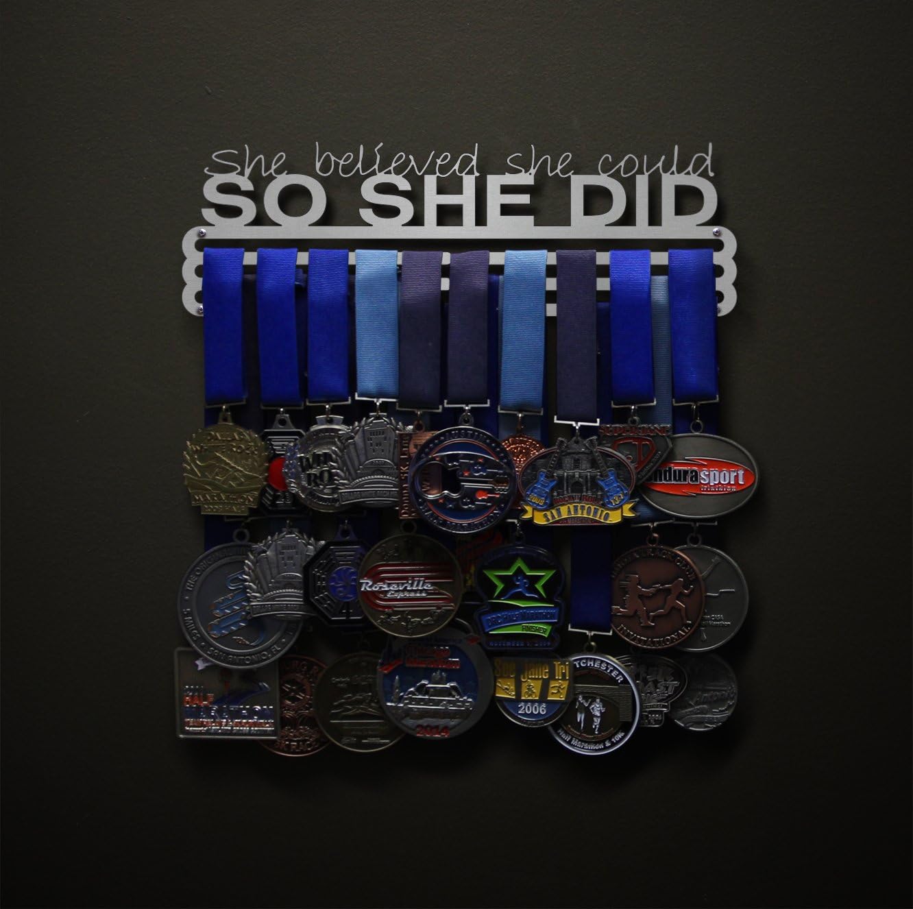 Allied Medal Hangers - She Believed She Could So She Did (Text Only): Awards Display Rack Holder - Multiple Size