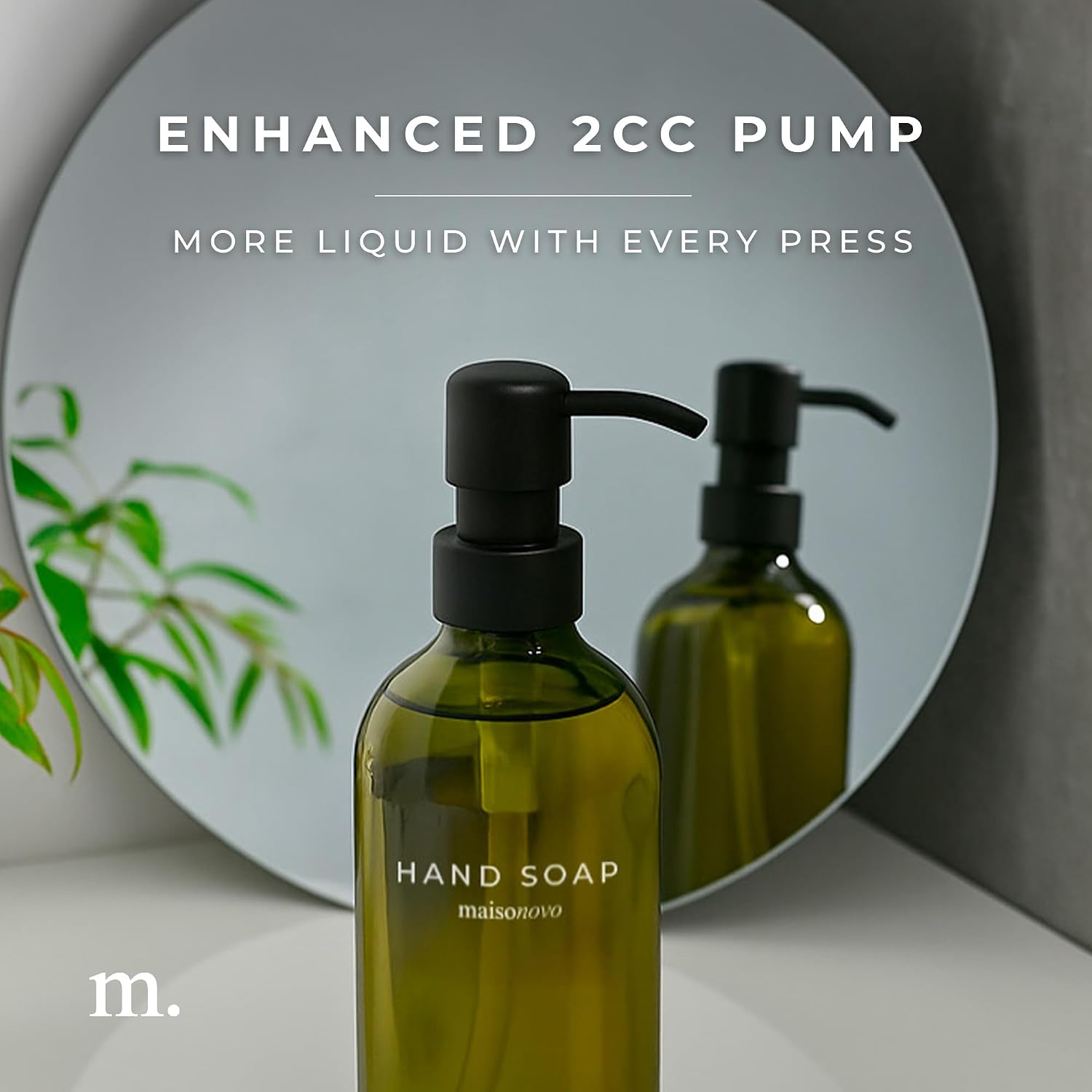 MaisoNovo Soap Dispenser 2-Piece Set | 16.9oz Green Bottles with Black Plastic Pumps