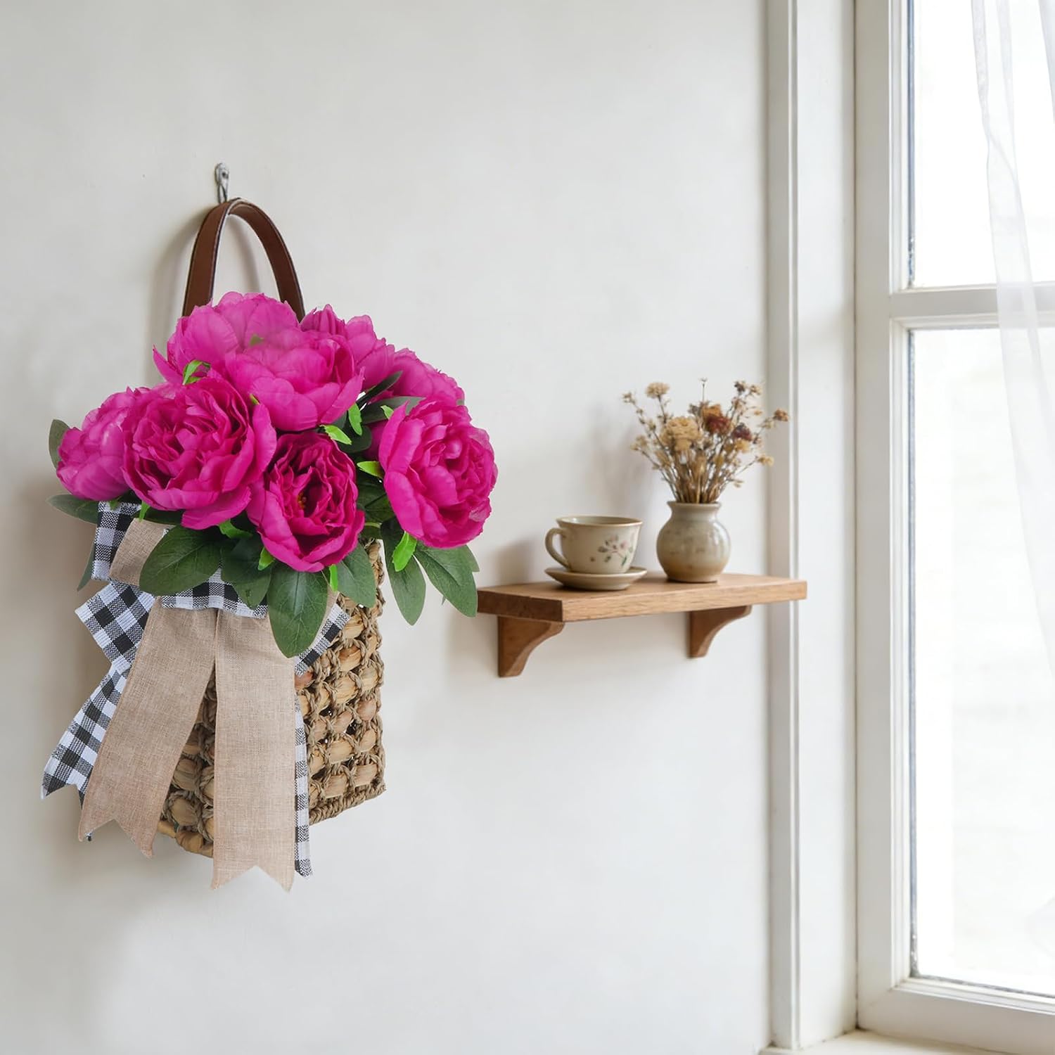 Woven Wall Baskets / Rose Pink / 17 Inch / Set of 10