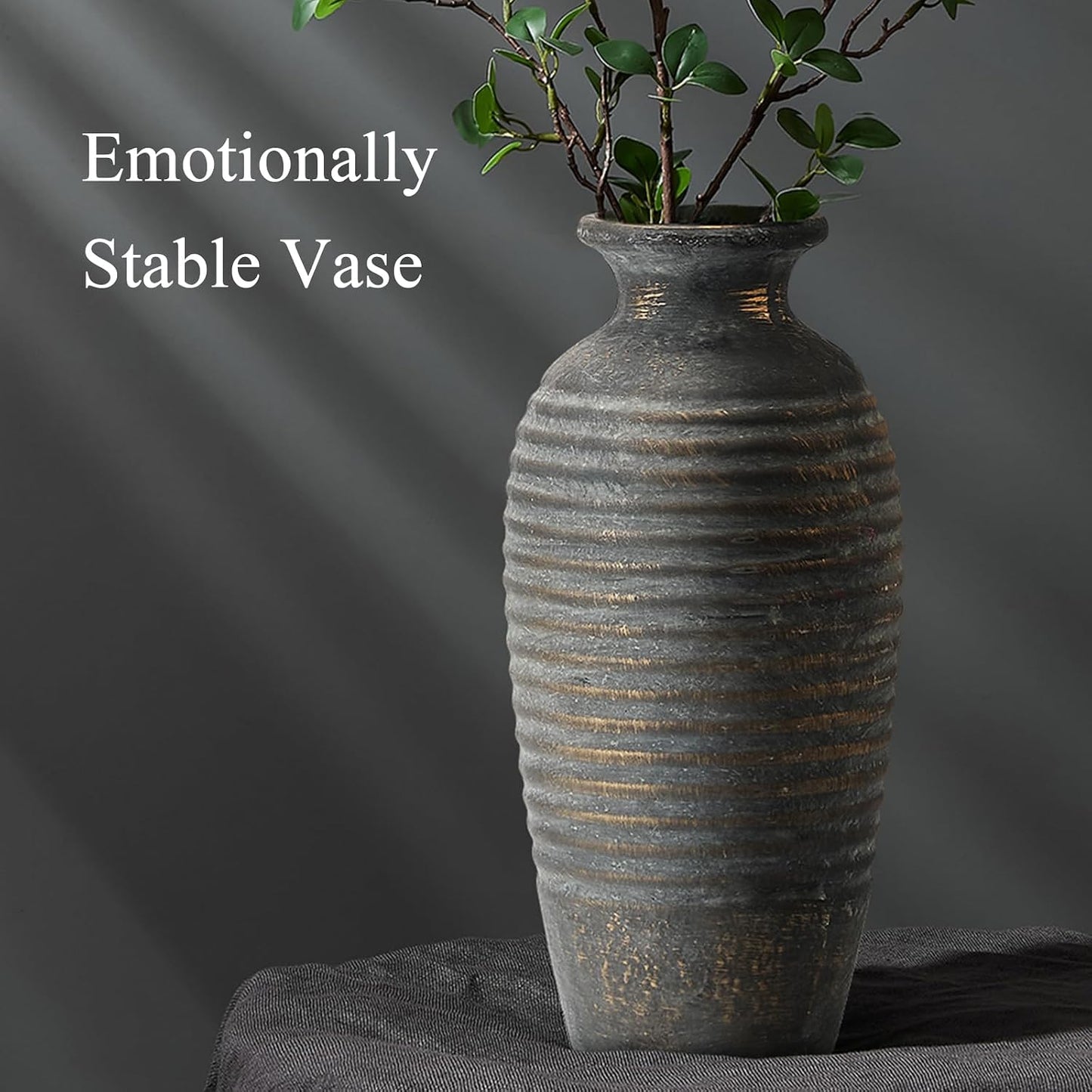 Large Ceramic Rustic Vase / Bronze / 14.4 / 14.4 Inch