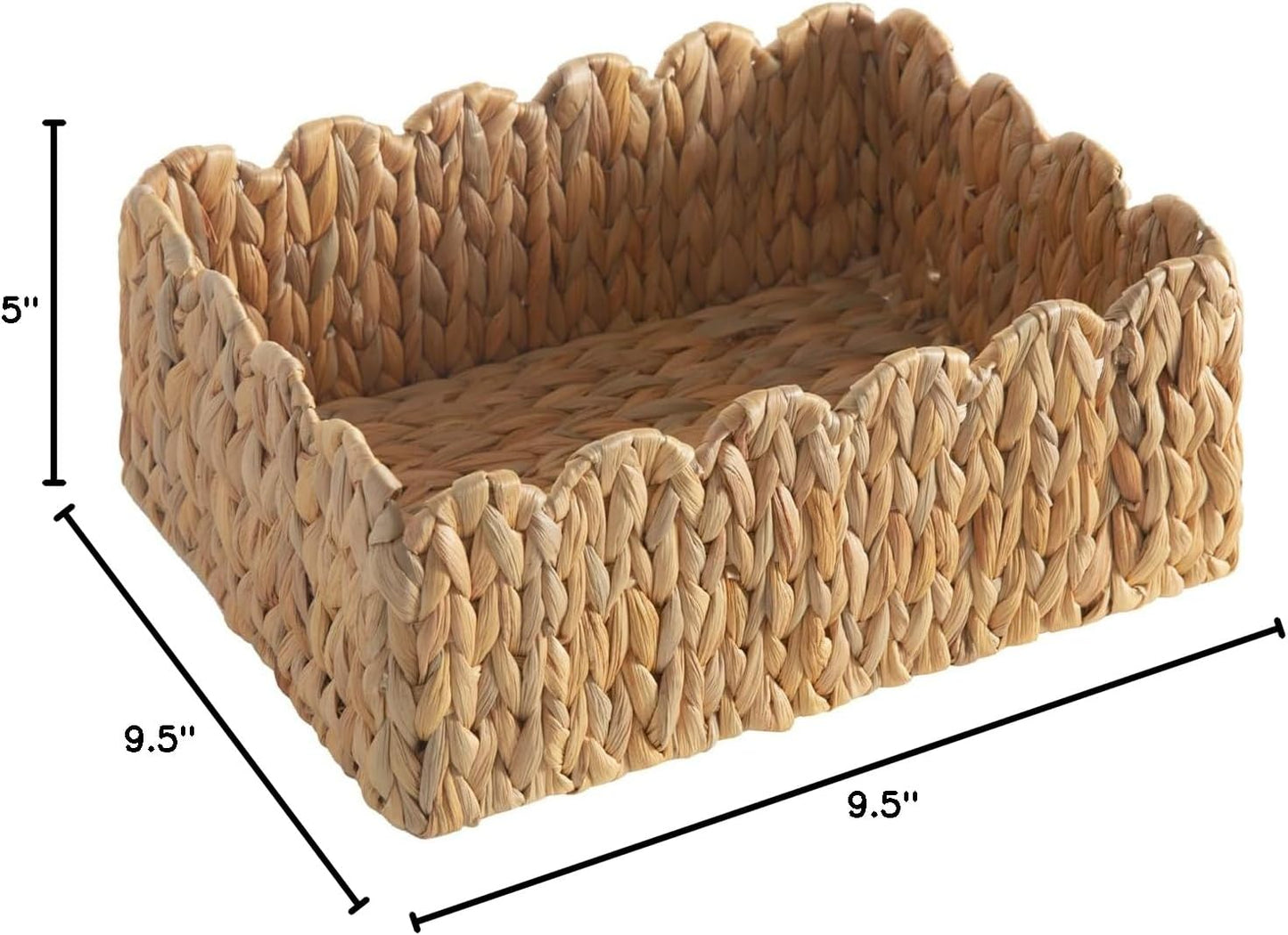 Scalloped Basket / Hand Woven Baskets / Light Beige / M