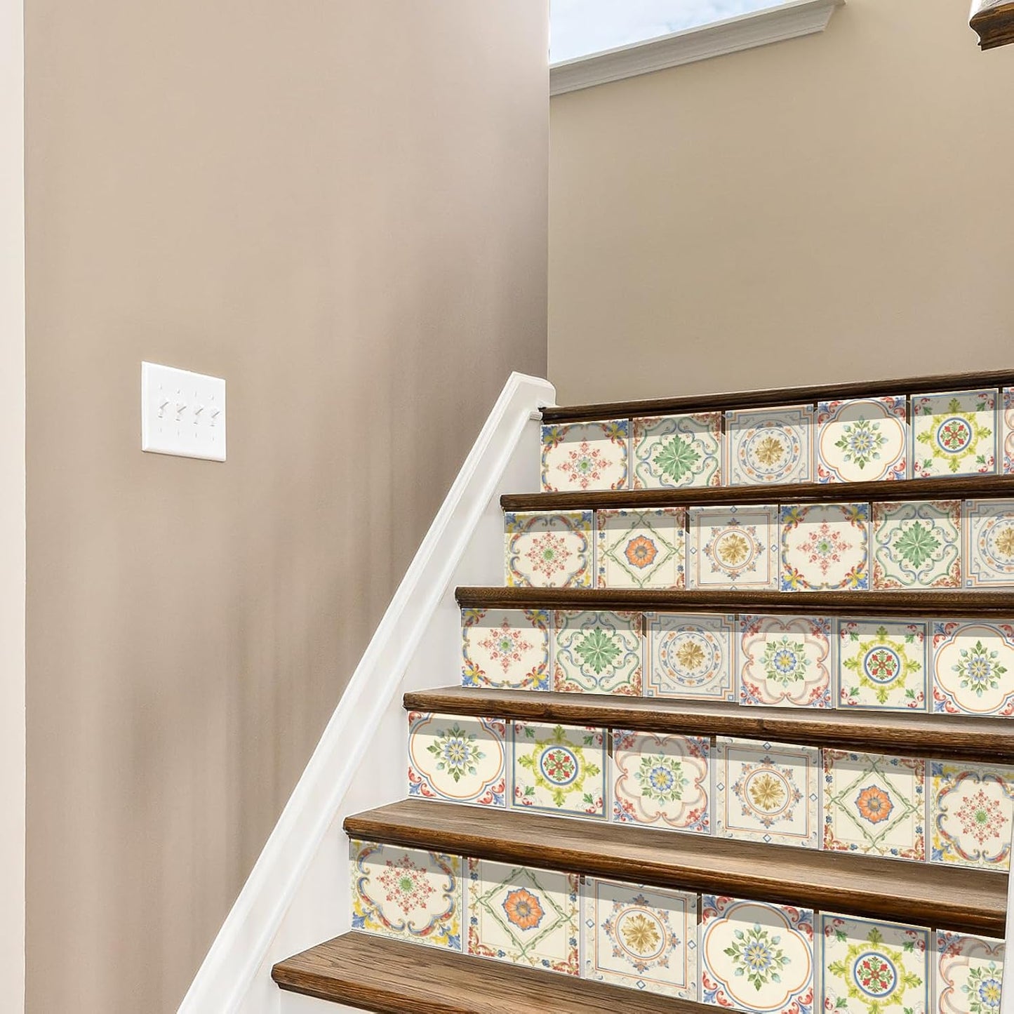9 Styles Tile Sticker Colorful Patten Wall Tile Stickers Waterproof / Retro Beige Patten / Set of 36