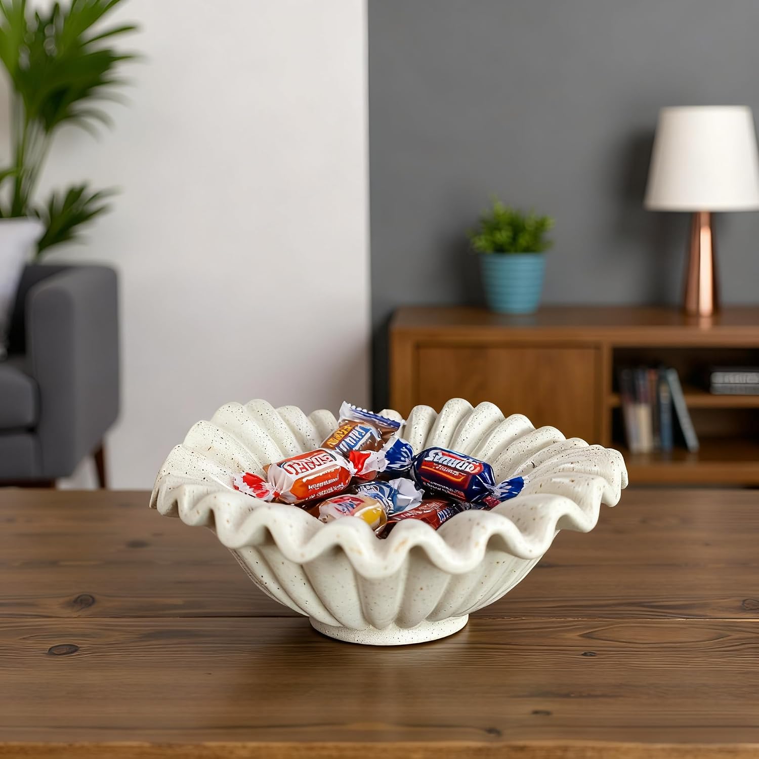 Scalloped Pedestal Bowls for Modern Home Decor / Light Gray-b / 6inch