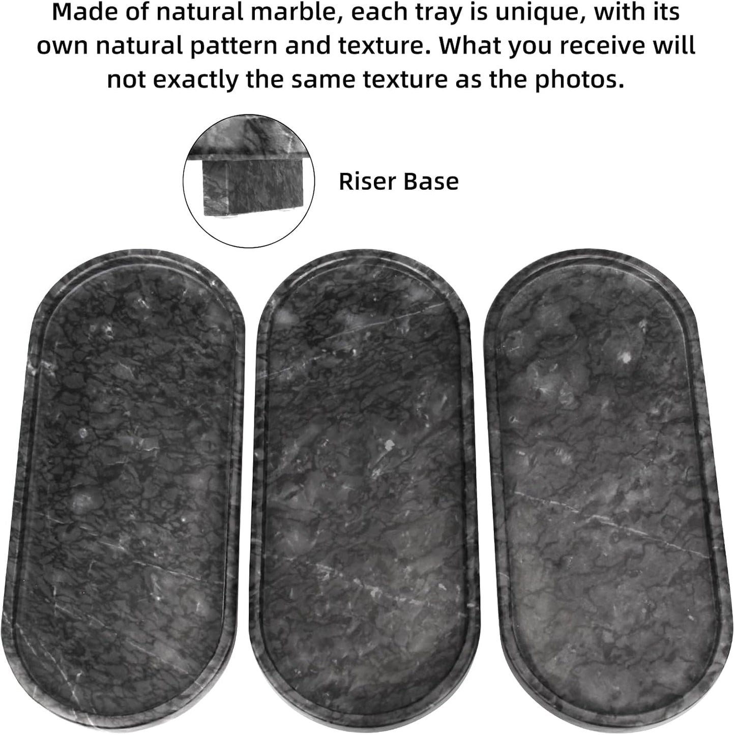 Marble Oval Bathroom Vanity Tray / Black Grey with Leg