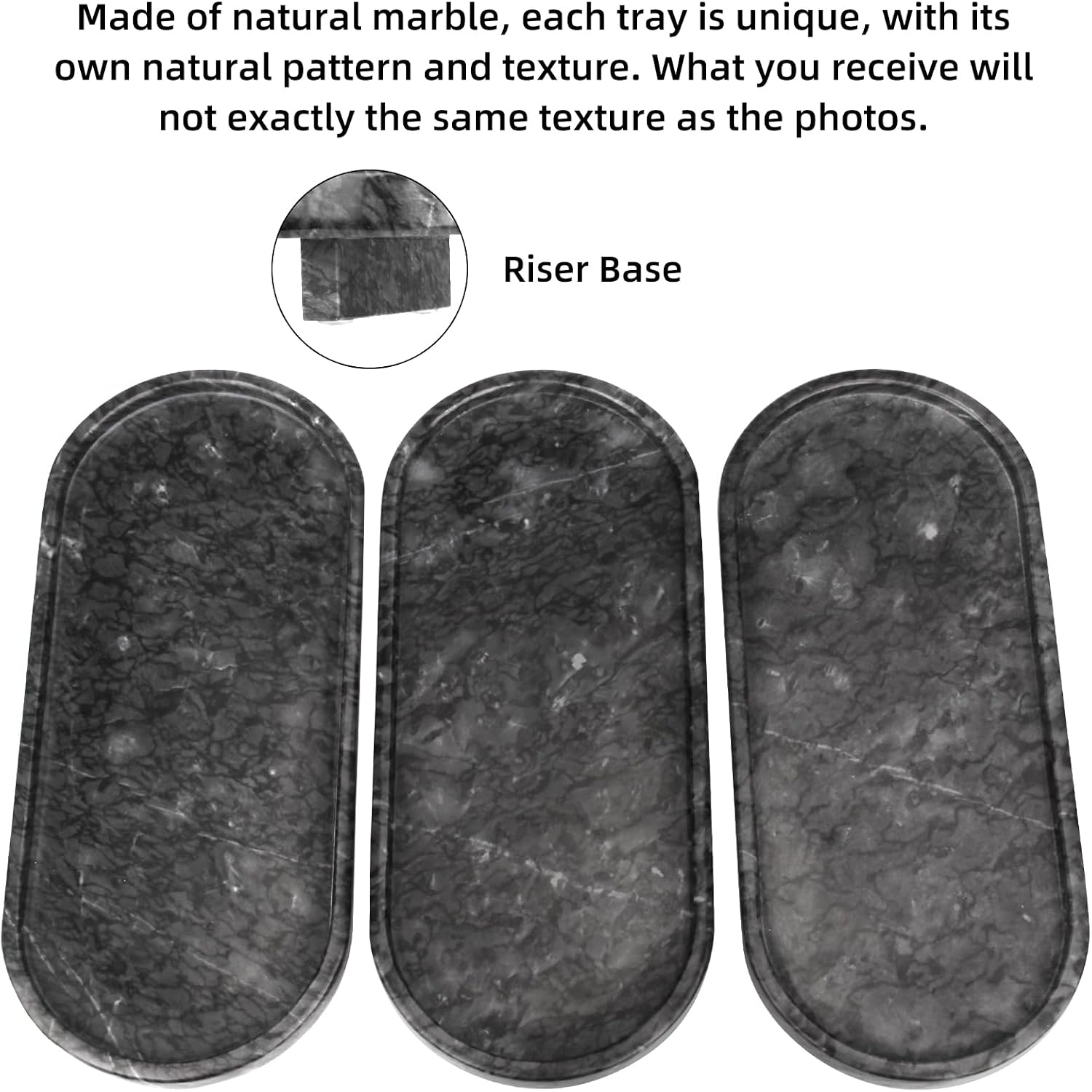 Marble Oval Bathroom Vanity Tray / Black Grey with Leg