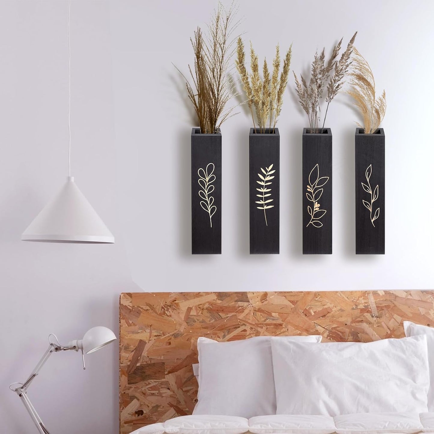 Wood Wall Planter / Black / Set of 4