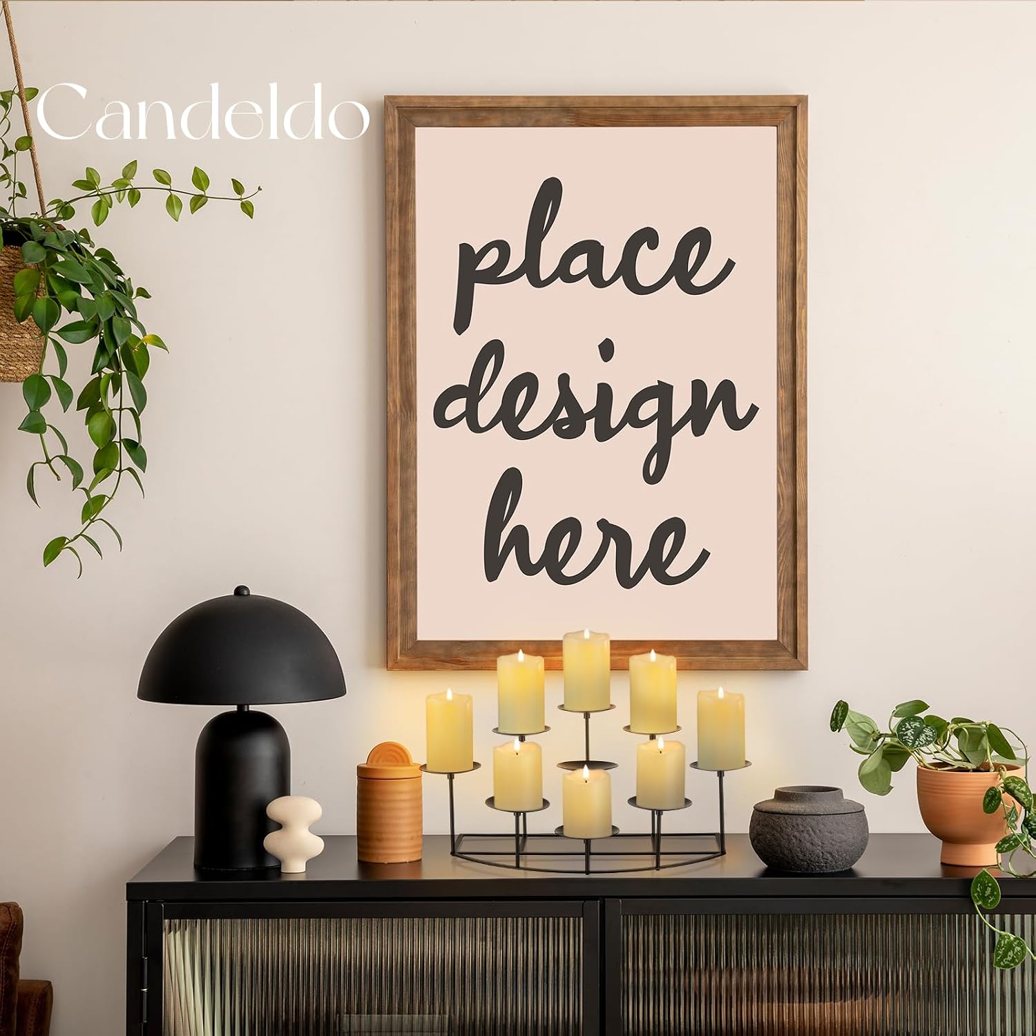 Candle Holder for Inside Fireplace, Black Metal Candelabra | Mantle Decor, Floor Candelabras, Table Centerpiece, Candle