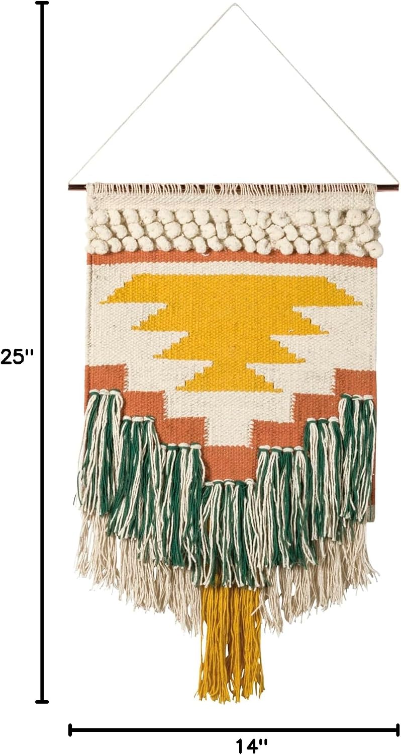 Gypsy Hand Woven Wall Hanging / 25"L x 14"W / Yellow / 14 x 25