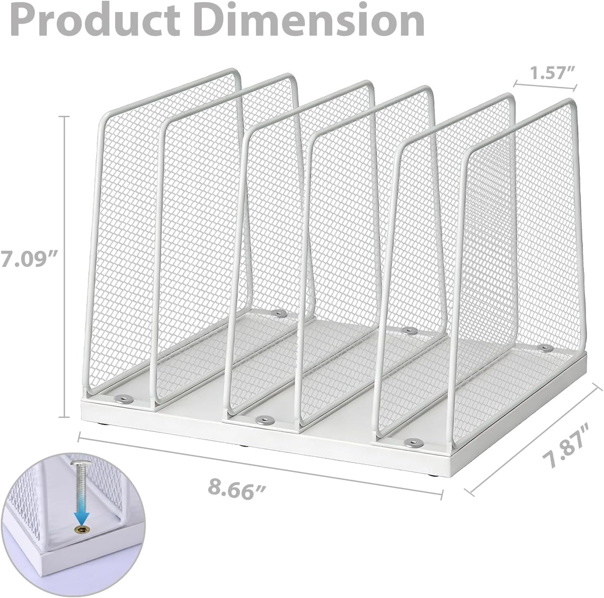 LEKETREE Small Desk File Organizer, 5-Section Upright File Sorter, Vertical File Folder Holder, Mesh Metal Wood Office
