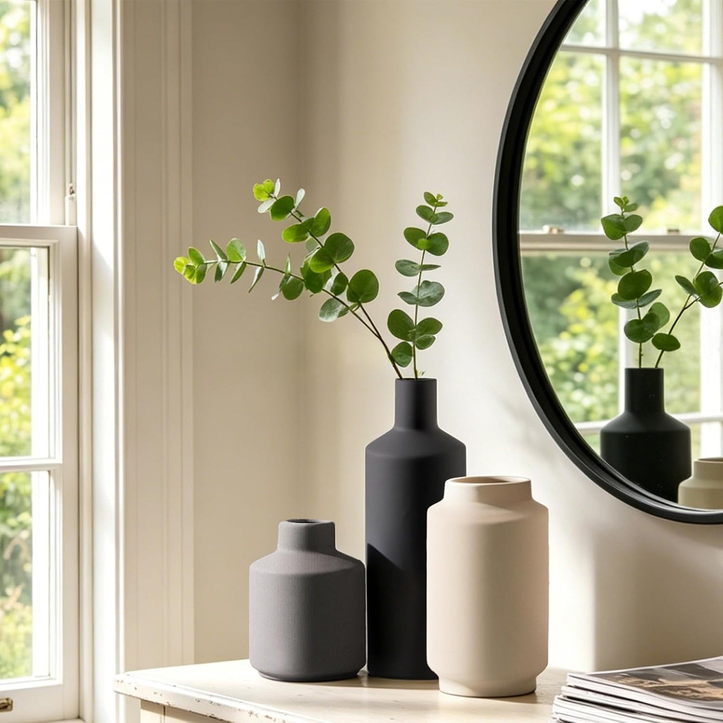 Ceramic Vase / Modern Decorative Vases / Multi Grey / Set of 3