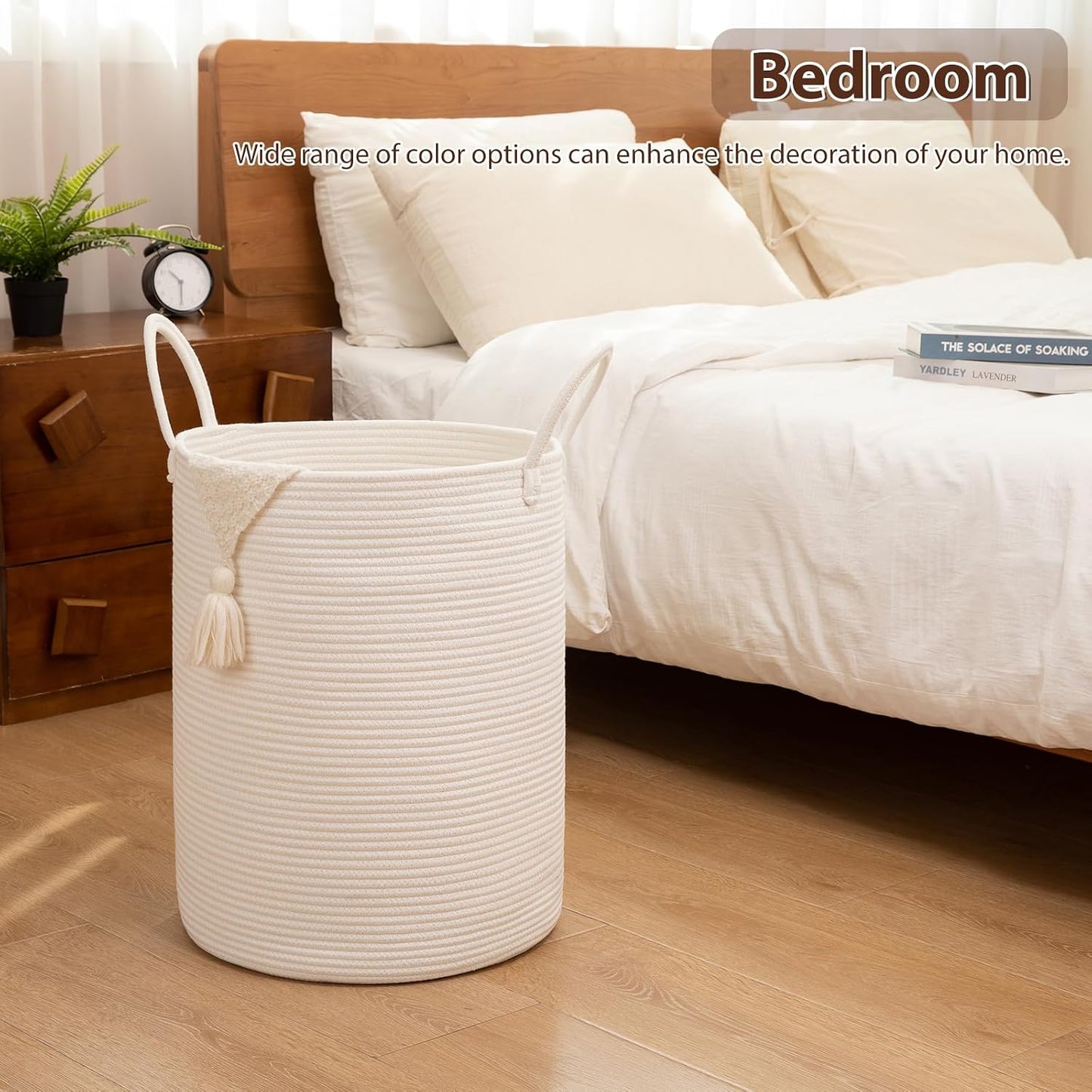 Cotton Rope Woven Basket for Blankets / White / 60L