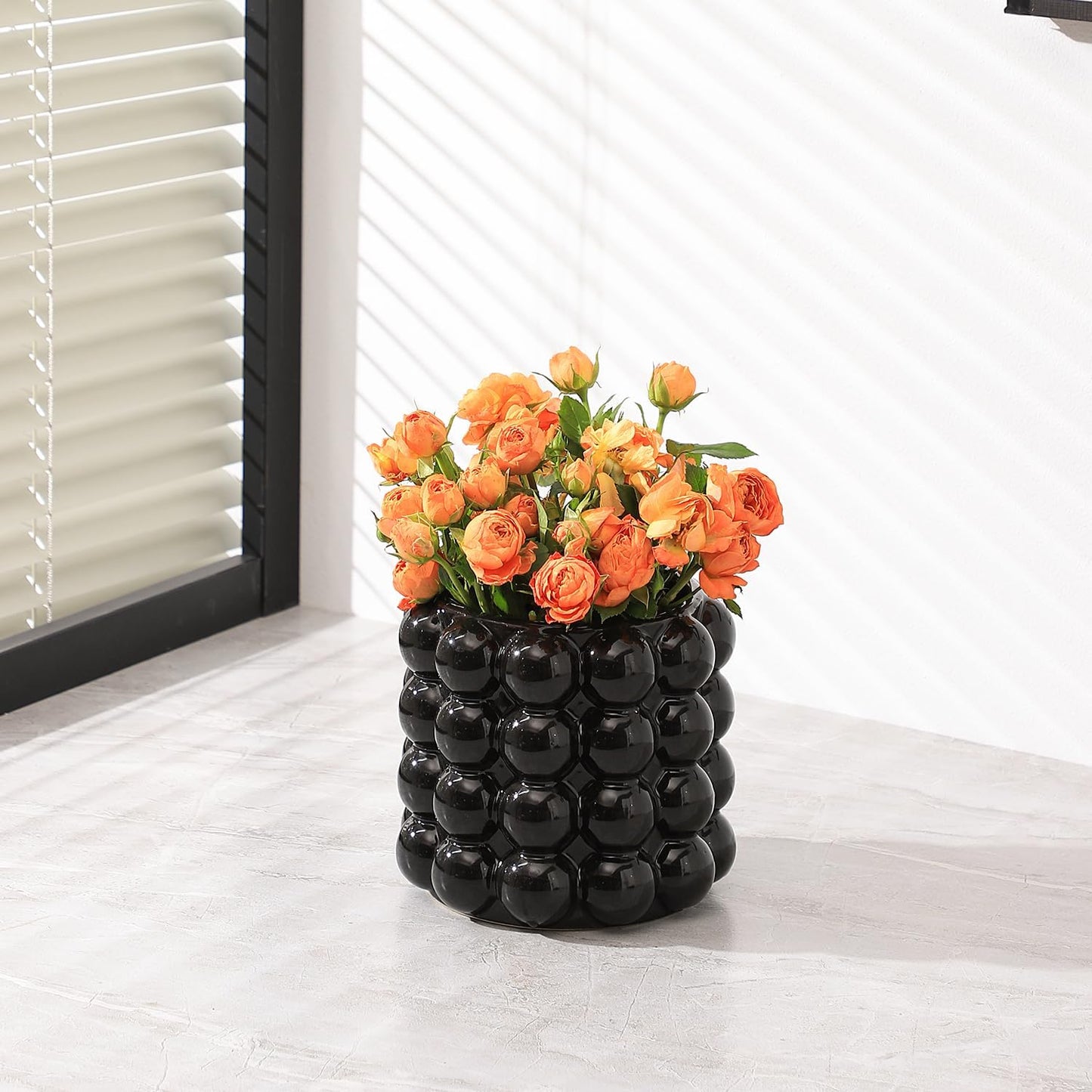 Boho Vases / Ceramic Vase for Flowers / Black / Medium