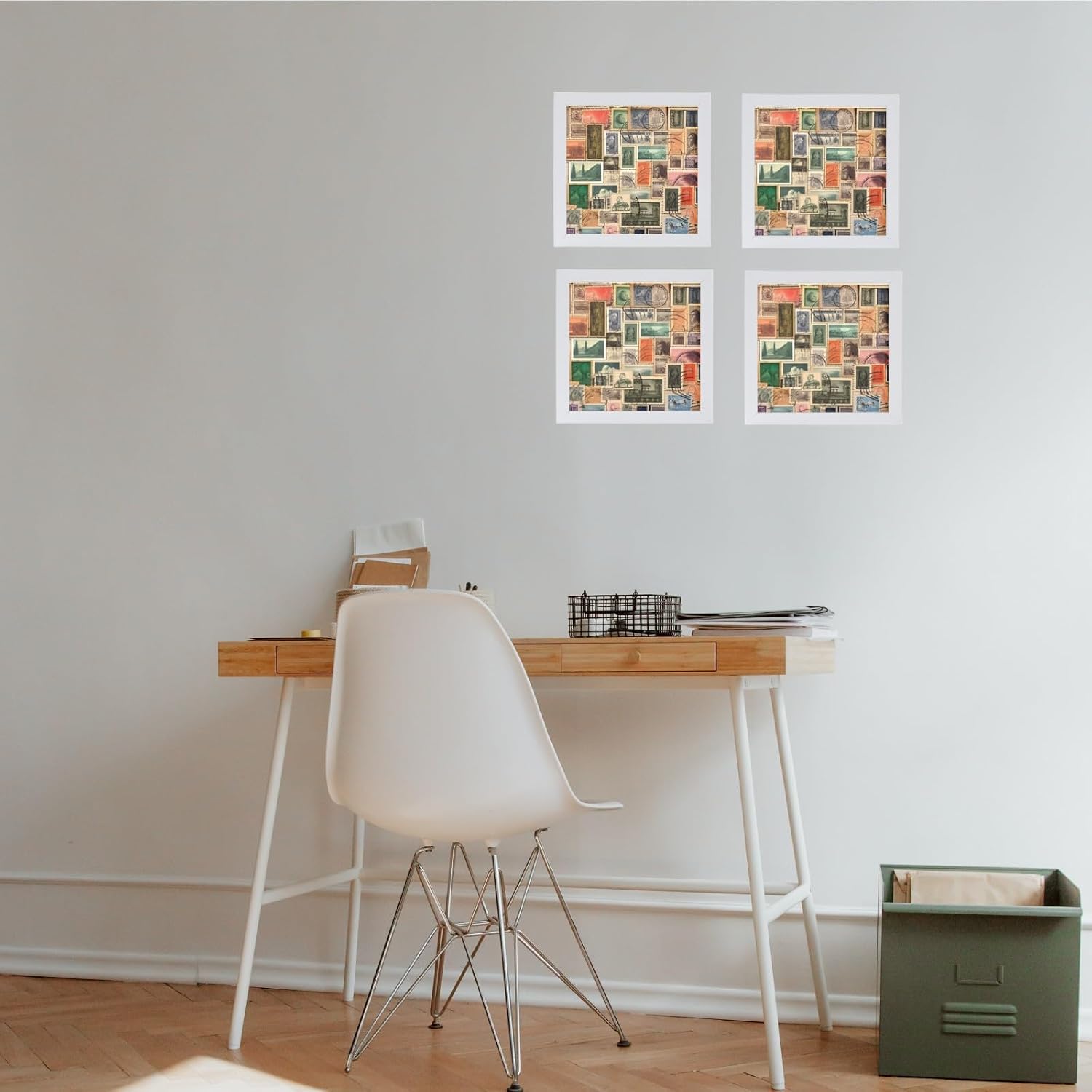 Muzilife 8x8 Shadow Box 3D Picture Frames, Wood, Real Glass, White, 3 Pack | FSC-Certified MDF | With Stand | Tabletop