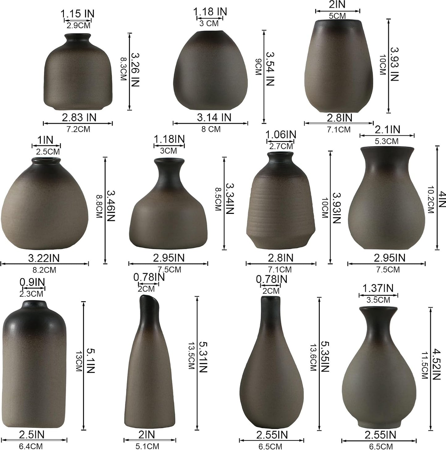 Ceramic Bud Vase / Rustic / Set of 11