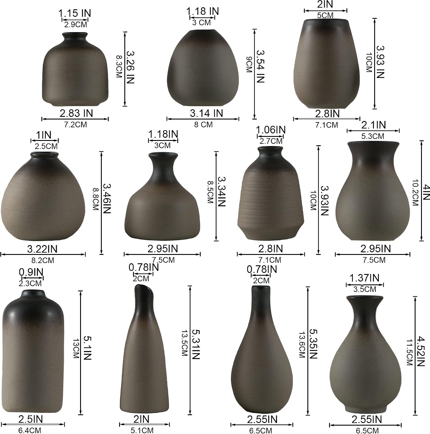 Ceramic Bud Vase / Rustic / Set of 11