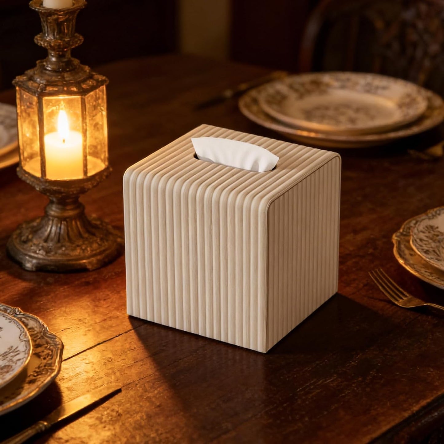 Modern Facial PU Tissue Holder Napkin Dispenser Accessories / Beige