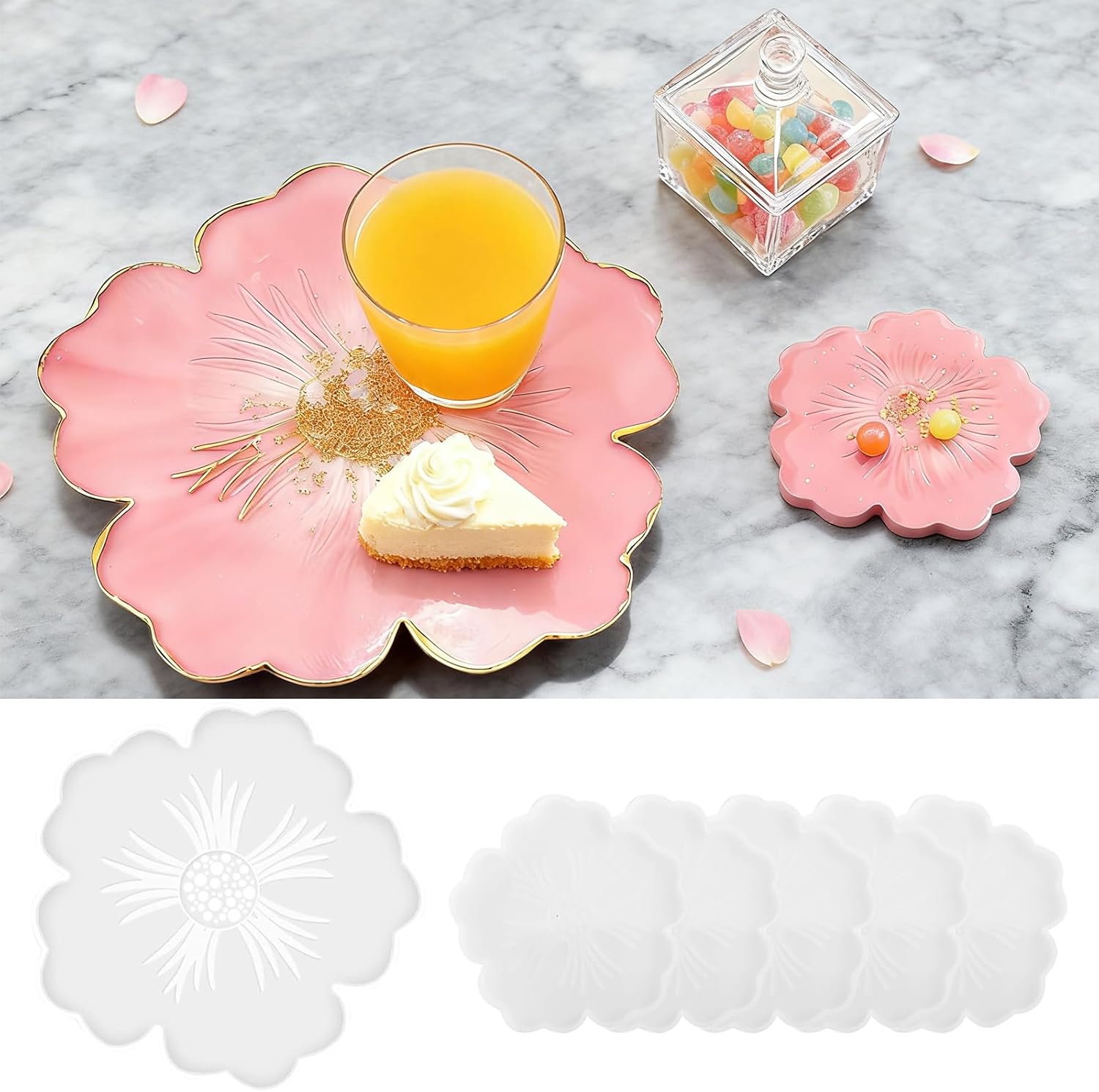 Flower Resin Coaster Molds Kits / Set of 6