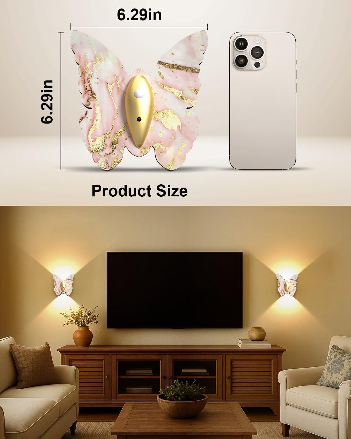Eneru Motion Sensor Wall Sconce Set of 2, Rechargeable Wall Lights, Indoor | 5000mAh Battery Operated Wall Sconces