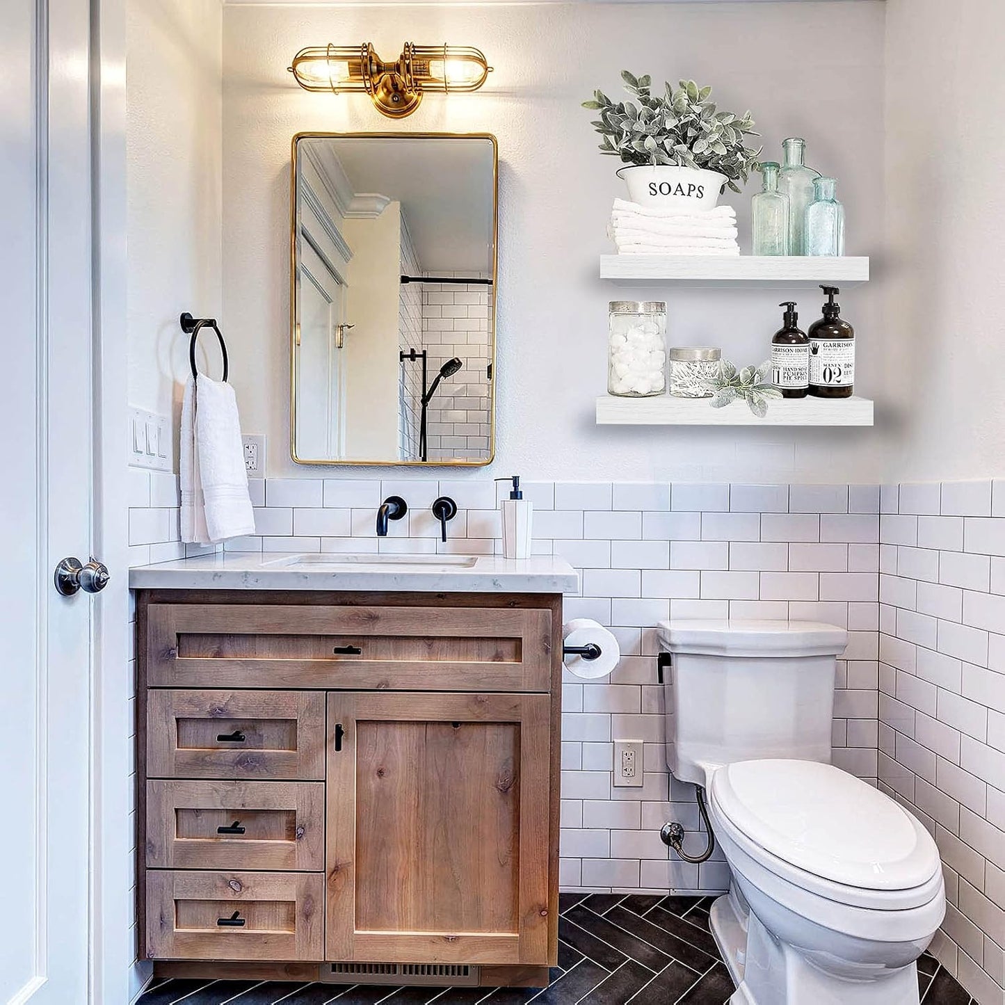 Bathroom Floating Shelves / 15.7 / White