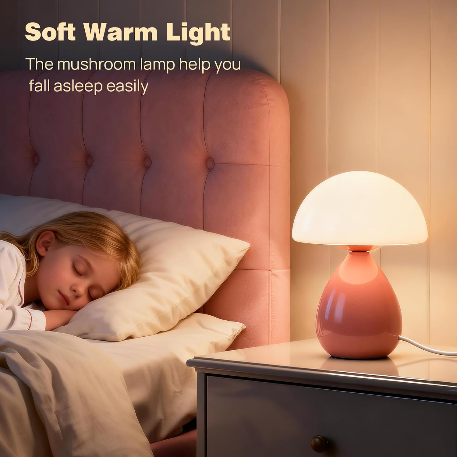 Small Lamp / Mushroom Table Lamp / Pink