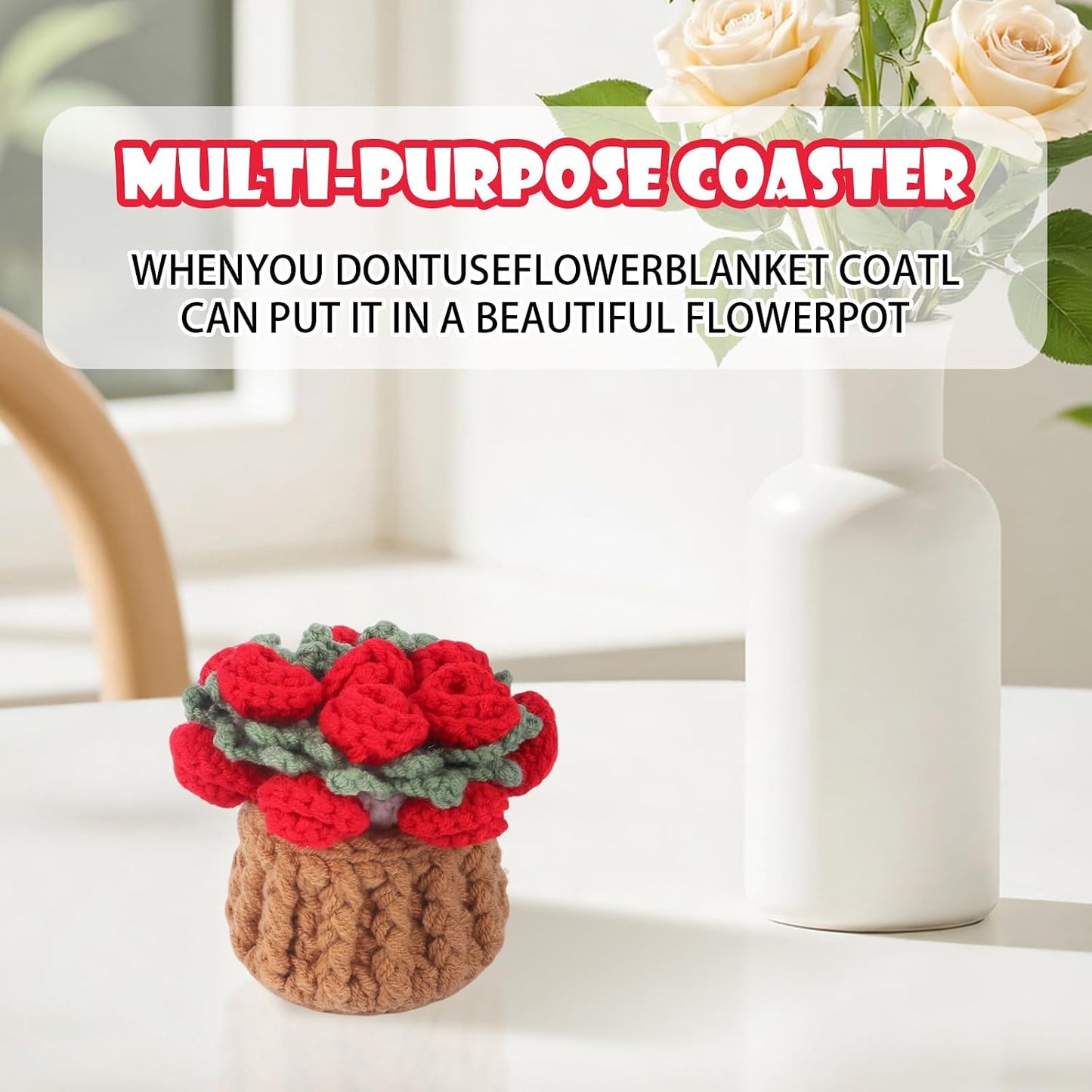 Mini Basket -Boho Floral Coasters / Red