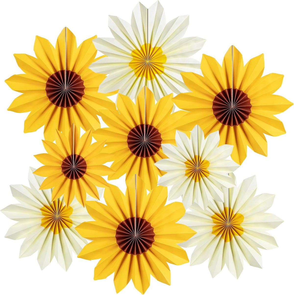 BOARDFEB 15Pcs 3D Paper Sunflower Honeycomb Hanging Decorations