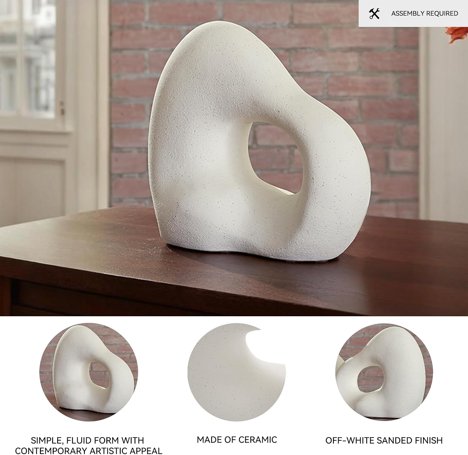 Arthrow Modern in. Ceramic Abstract Sculpture / 13" W x 6" D x 11.25" H / White / 11 Inch