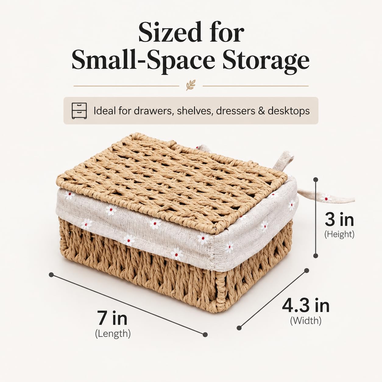 Woven Storage Basket / Khaki / 7 x 4.3 x 3