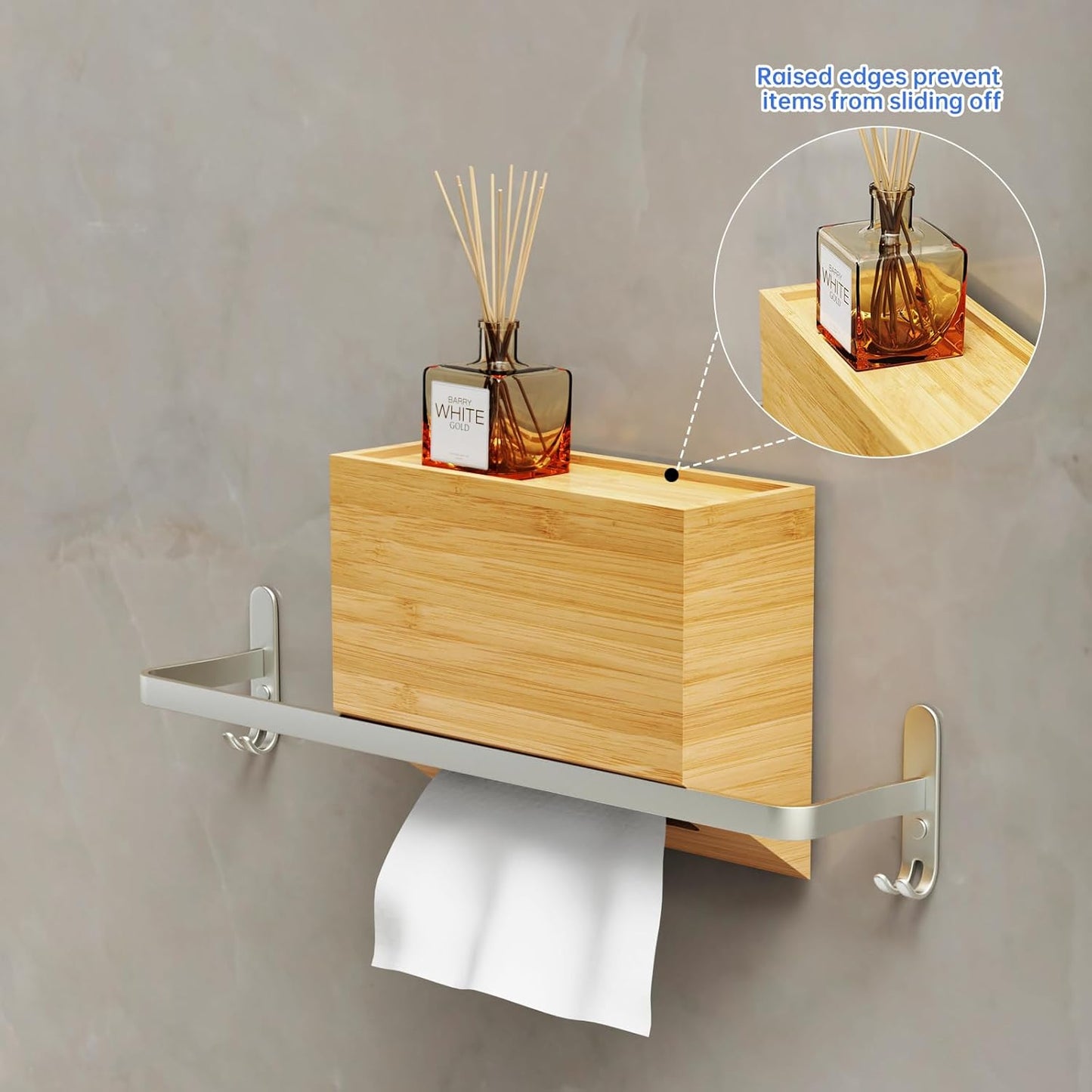 Bamboo Tissue Box Cover / Nature Bamboo / Natural
