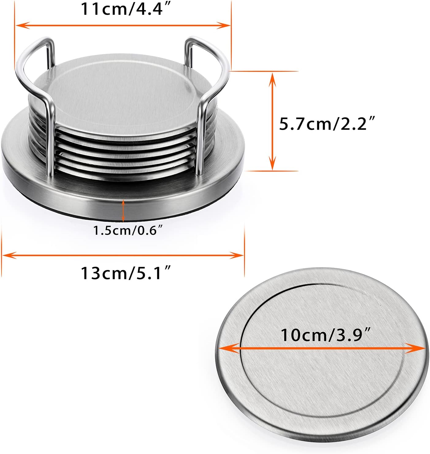 Holder & Sponge Bottom / Silver / Set of 6