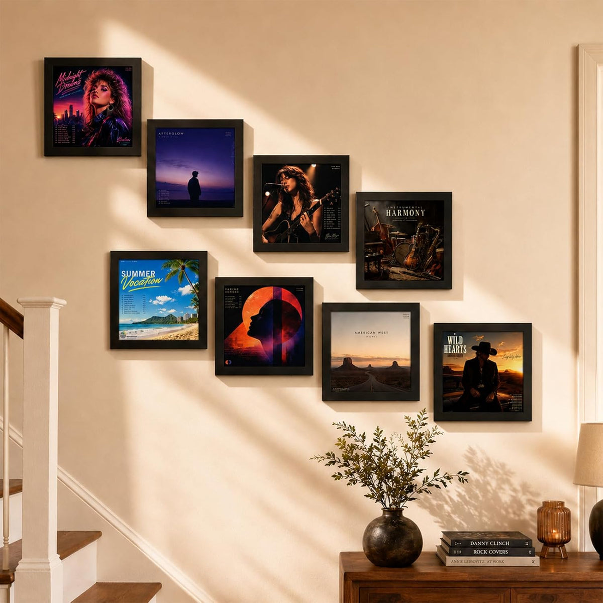 4 Pack 12"x12" Front-Opening Magnetic Vinyl Record Frame | Holds Up to 3 LPs & Fits Gatefold, Album Cover Display with