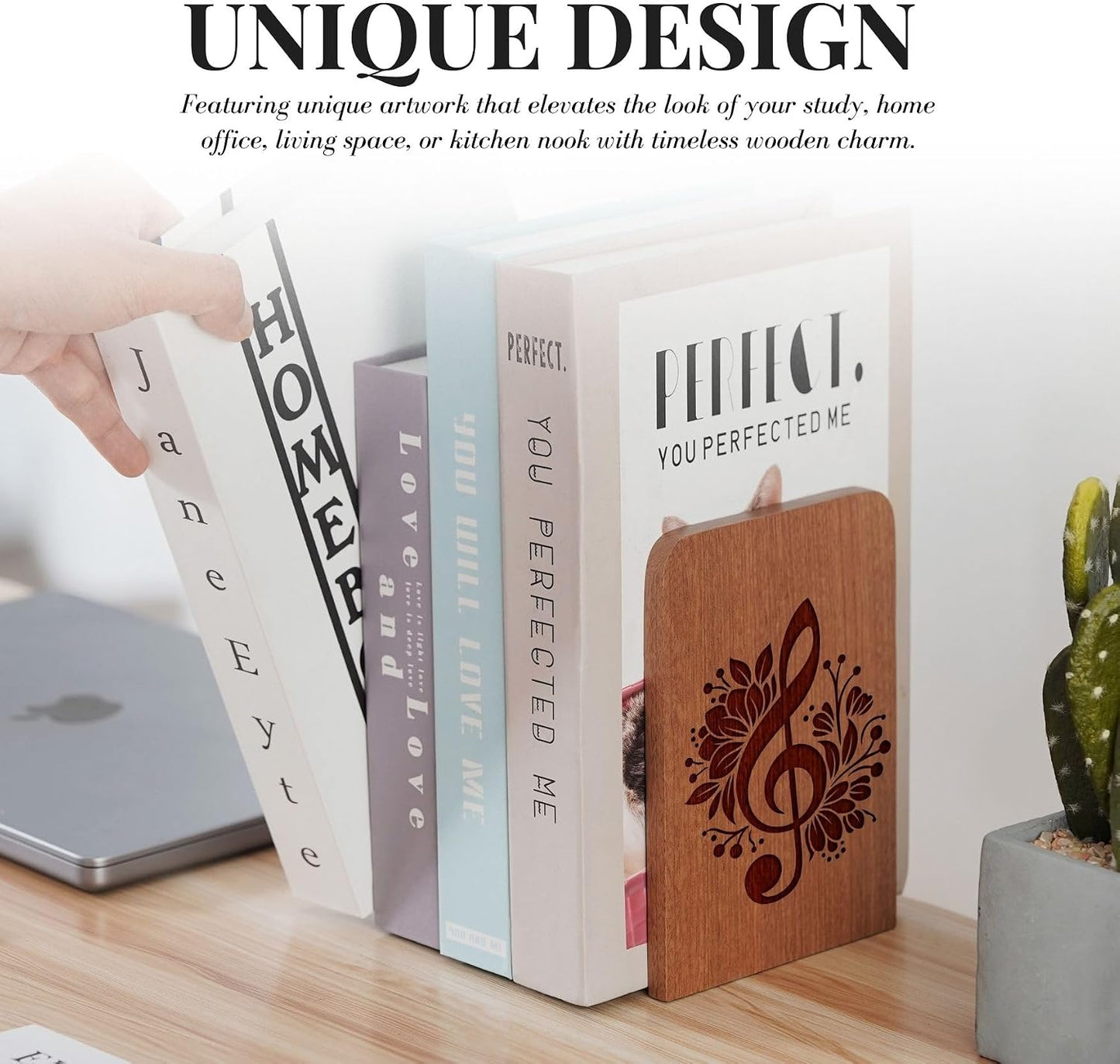 Music Wood Bookends / Floral