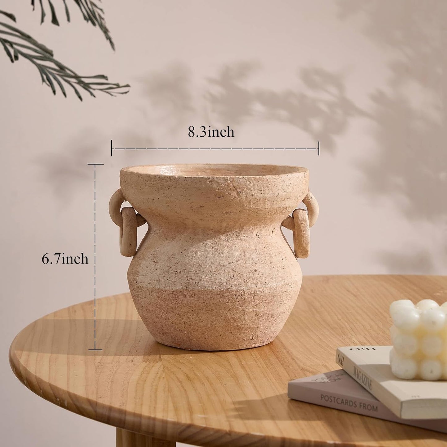 Rustic Vase / Decorative Pottery Terracotta Vase / White