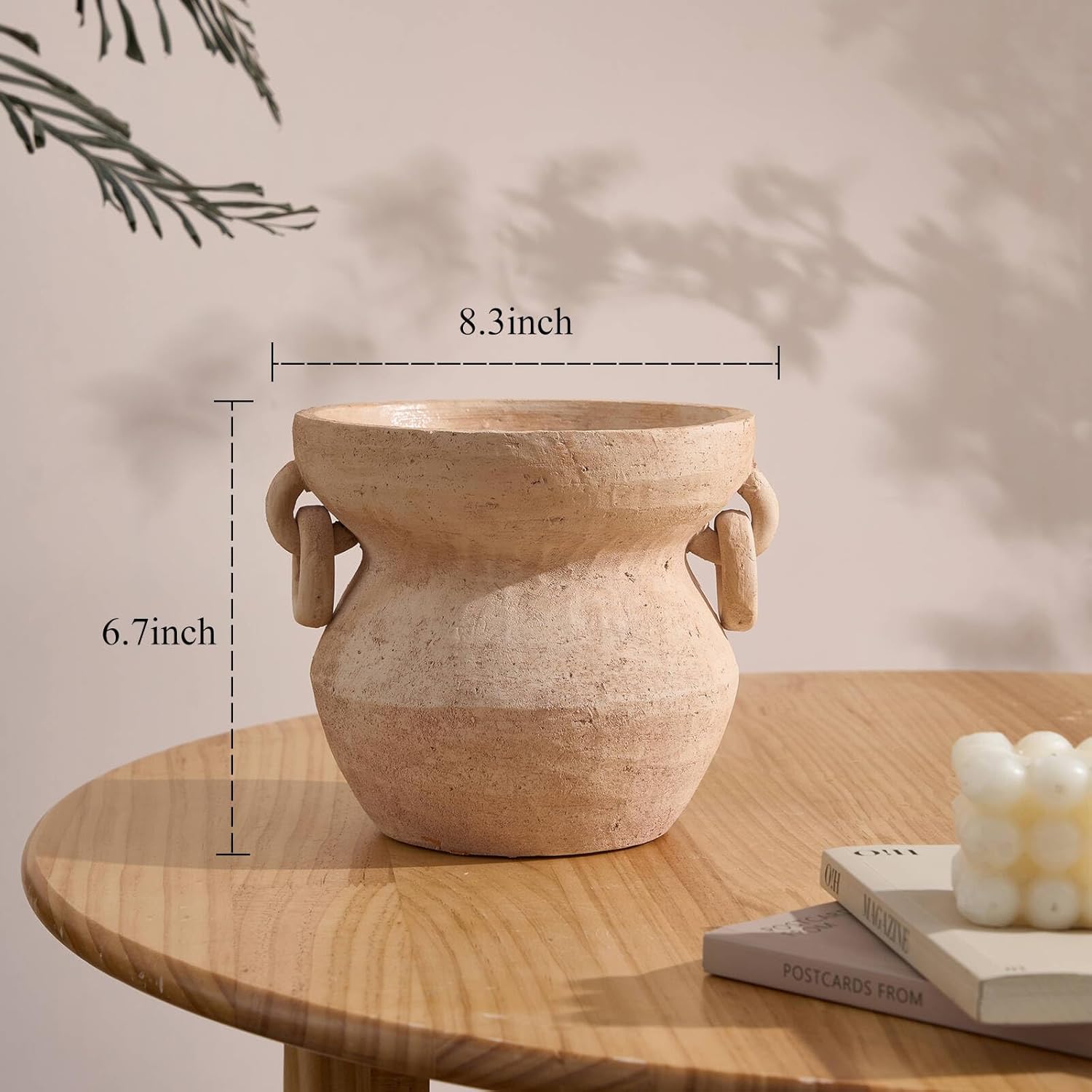 Rustic Vase / Decorative Pottery Terracotta Vase / White
