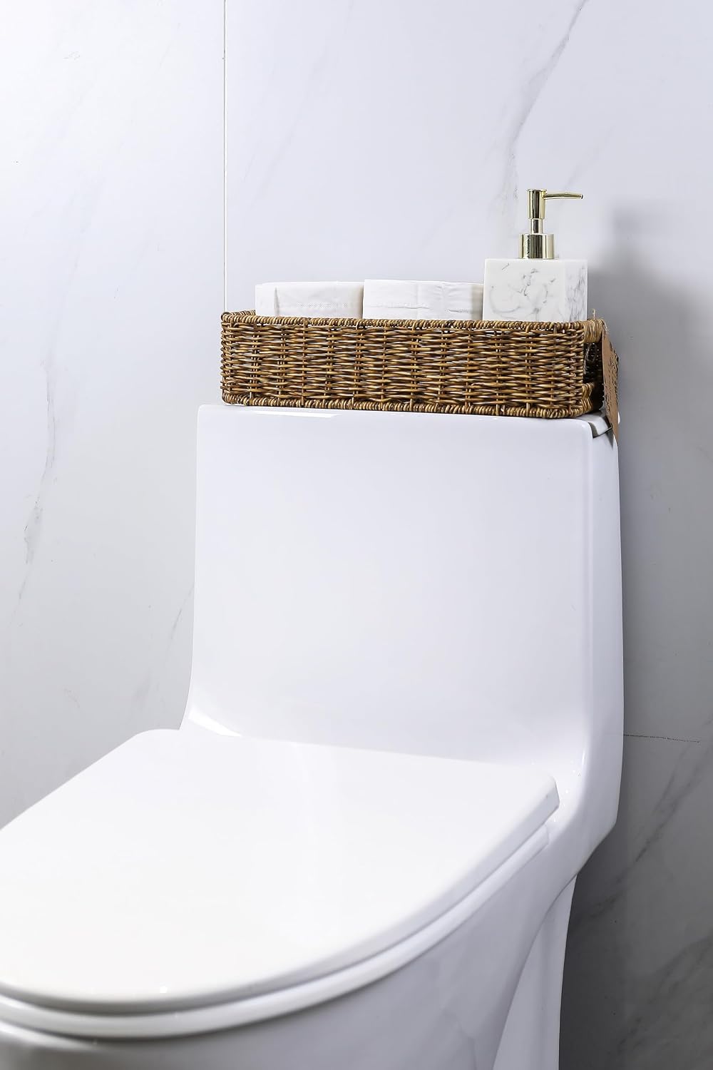 Resin Wicker Toilet Paper Basket / Small / Tan / Natural