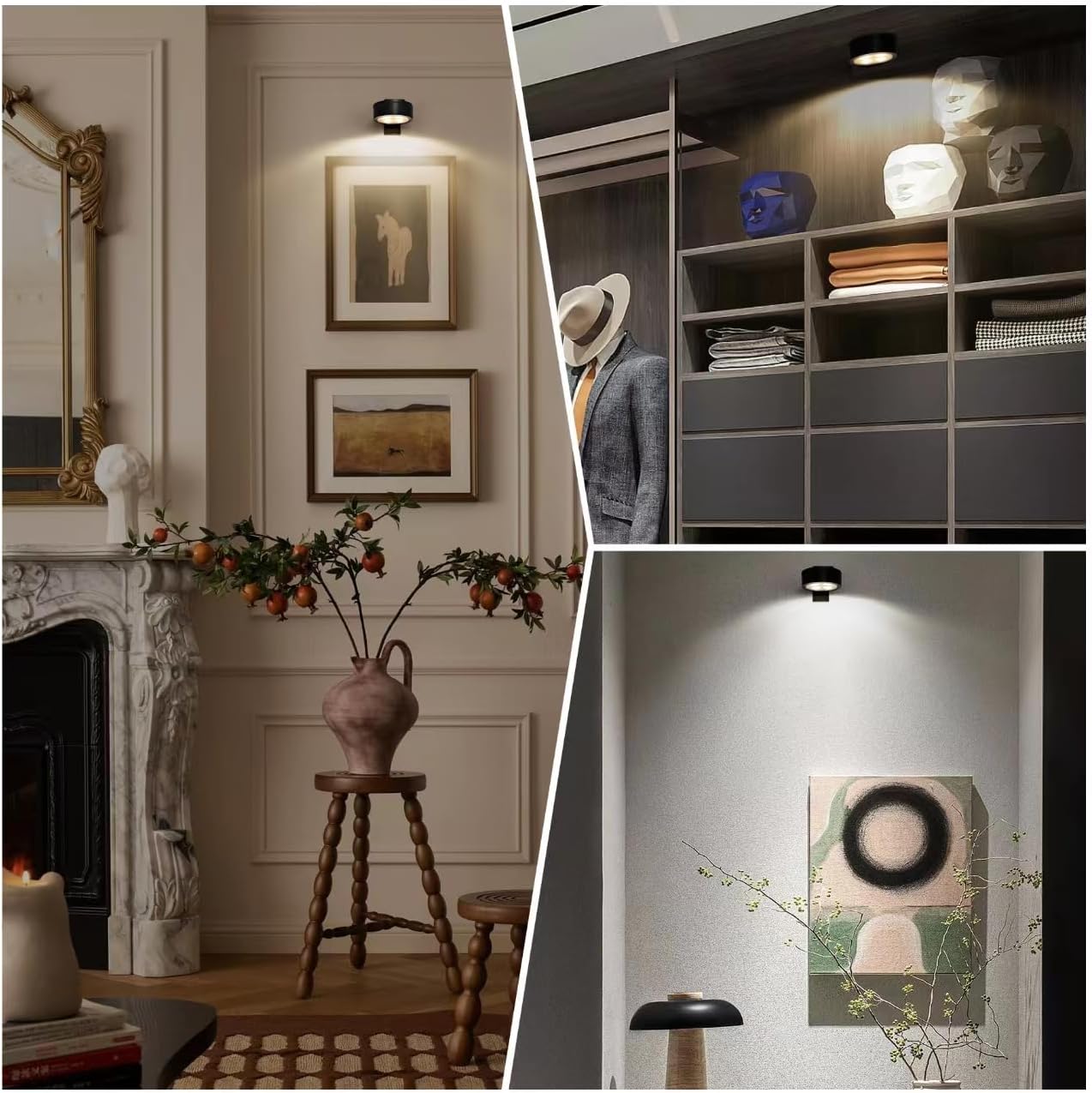 6-Pack Battery Operated Picture Light Magnetic Painting Light with 3 Lighting Modes,Remote and Dimmable Timer Art