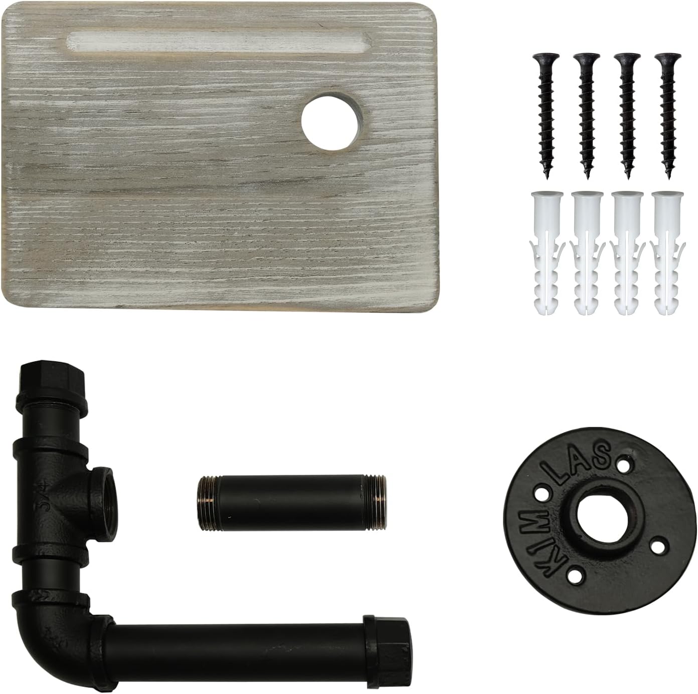 Industrial Pipe Wall Mounted Toilet Paper Holder with Shelf - Rustic Wood and Metal Bathroom Tissue Roll Holder