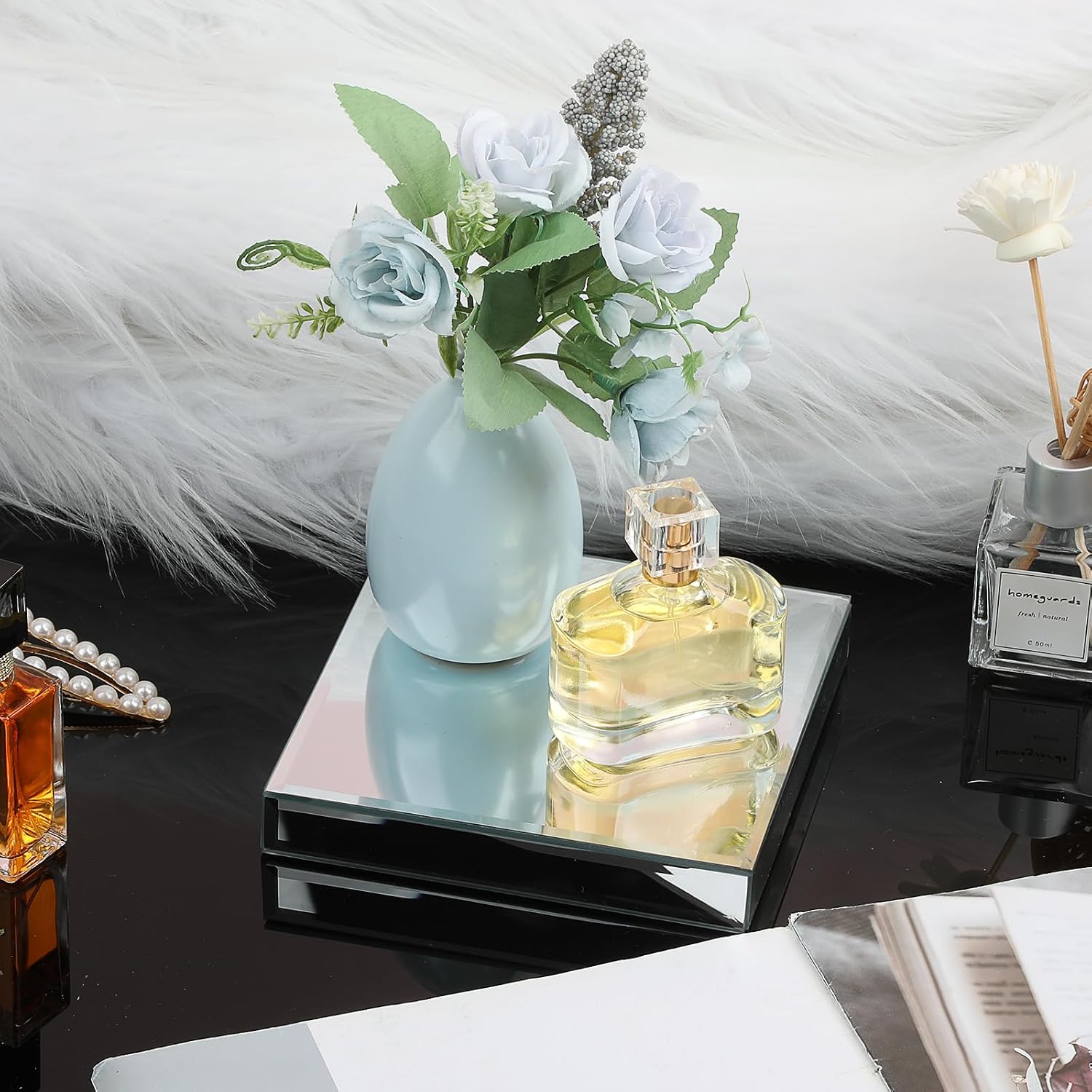 Mirrored Risers for Display Glass Figures Display Stand Base Collectibles Showpeice / Square,medium