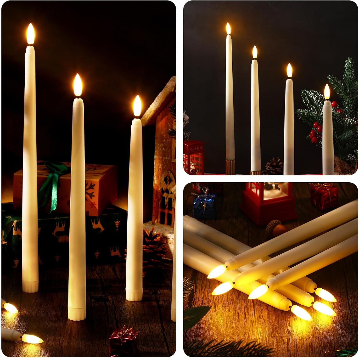 40 Pcs Flameless Taper Candles LED Flickering Taper Candlesticks Bulk Battery Operated Flameless Candle for Wedding