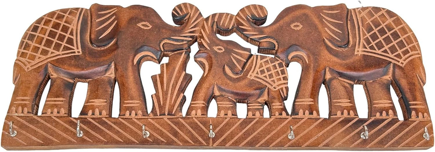 Wooden Key Holder / Brown Elephant