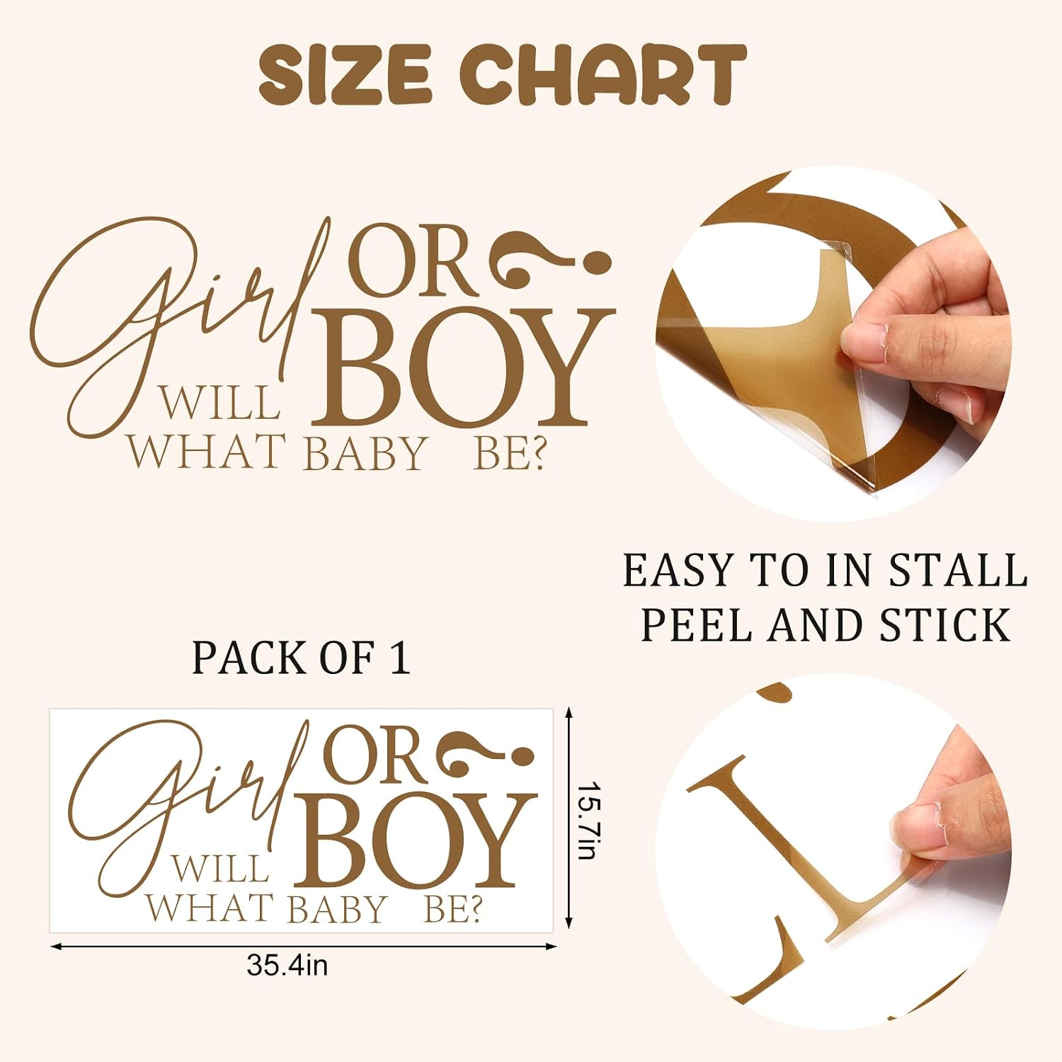 Gender Reveal Party Decal Sign Neutral Color Baby Shower Wall Stickers for Balloon / Girl or Boy