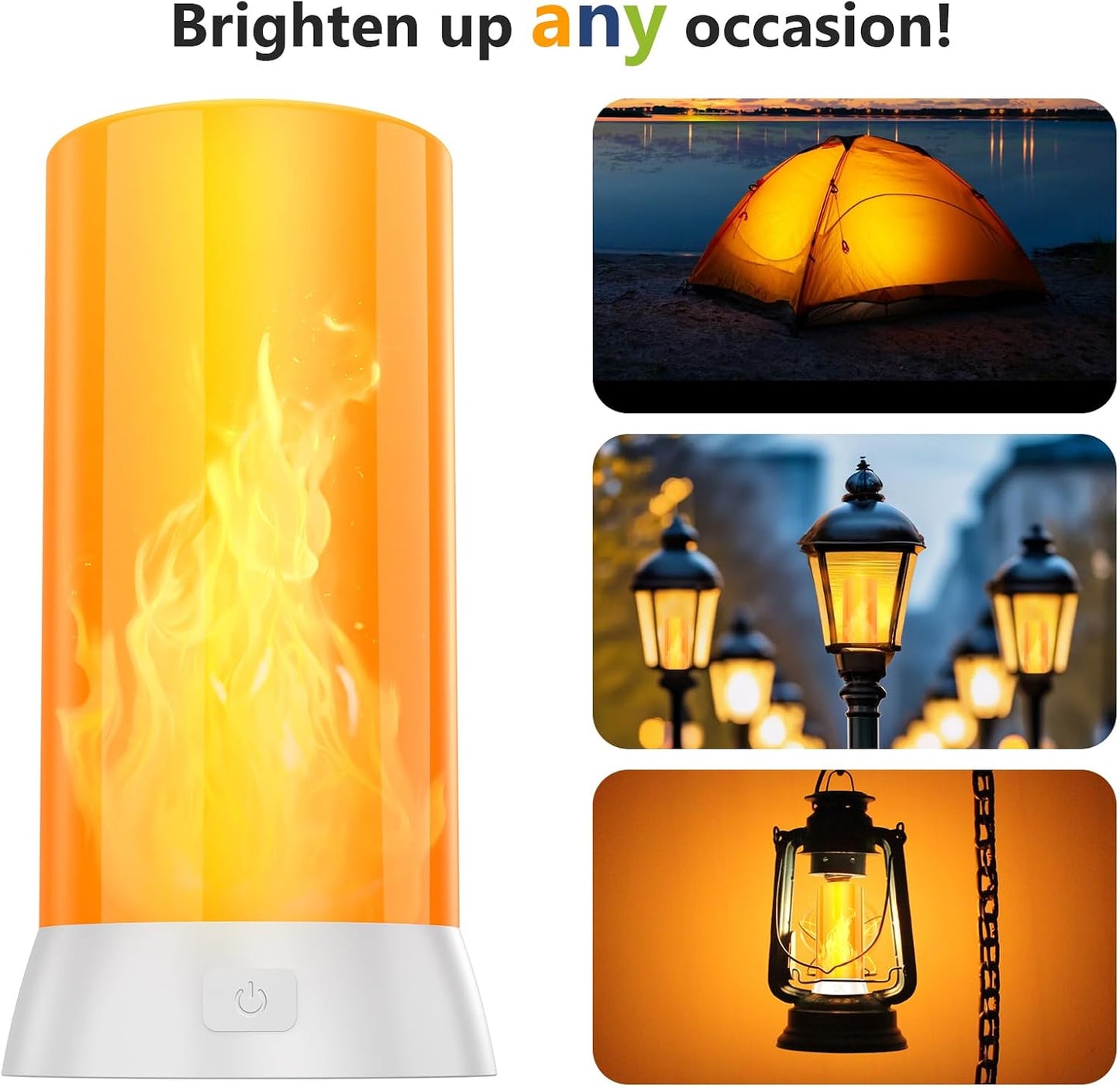 2PCS LED Flame Light, USB Rechargeable Flame Lamp with Remote & Timer, Waterproof Dimmable Flameless Candles Light for