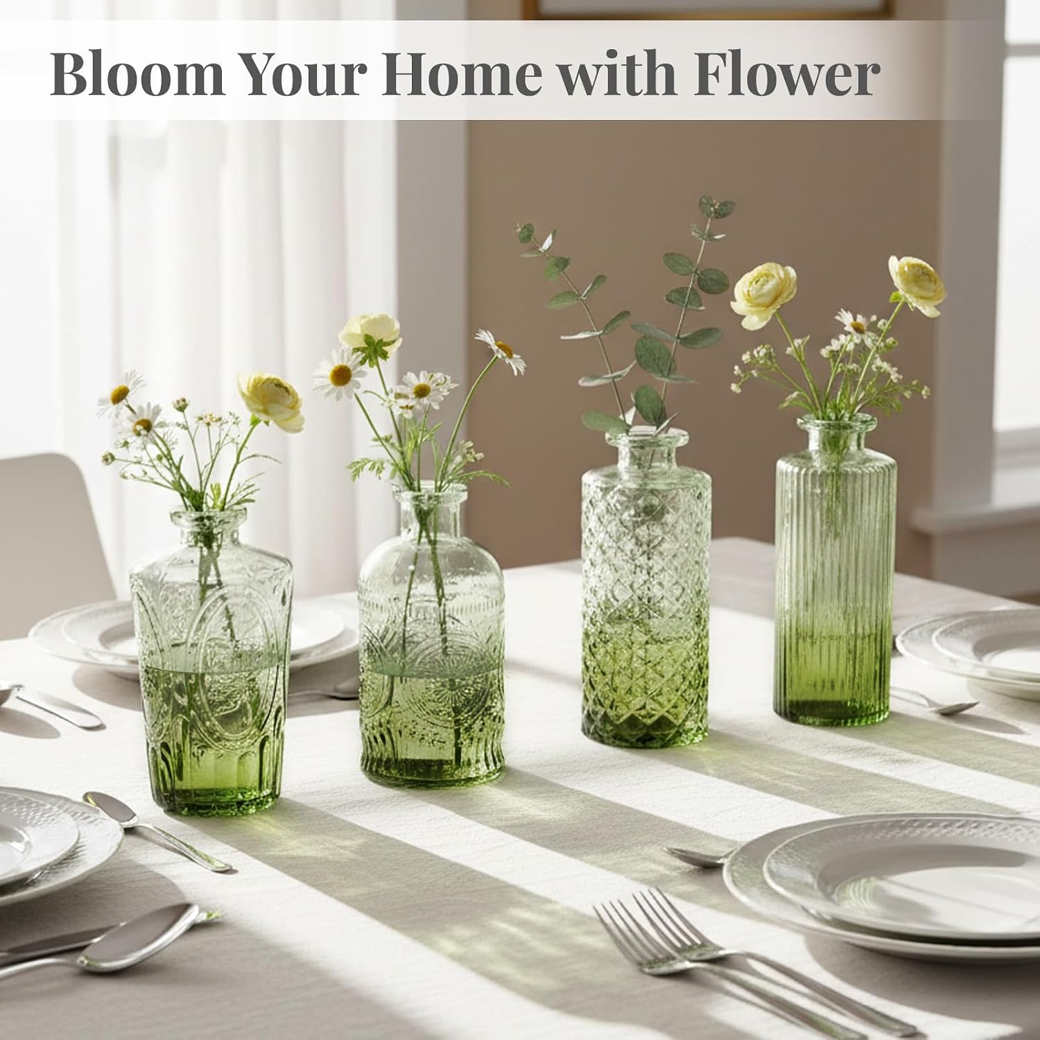 Glass Vase / Small Vase / Green / Set of 12