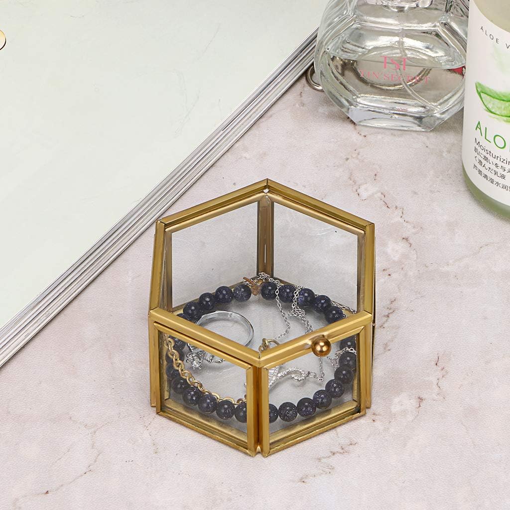 Golden Geometric Jewelry Display Organizer Keepsake Box Case Home Decorative Box / Small / Gold