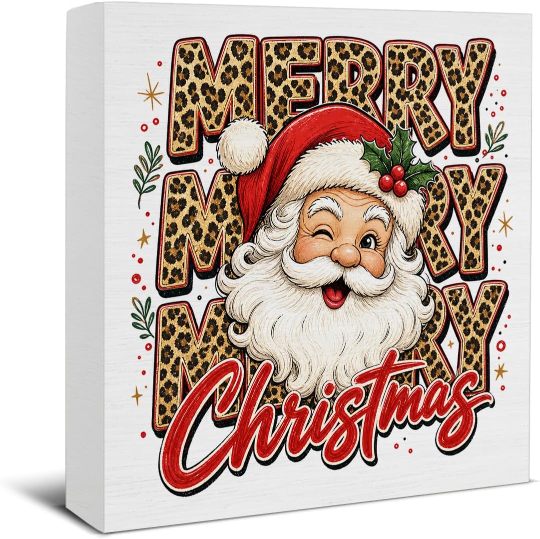 Moucuny 4 Pcs Christmas Table Decor Wooden Gingerbread Cocoa Block Signs